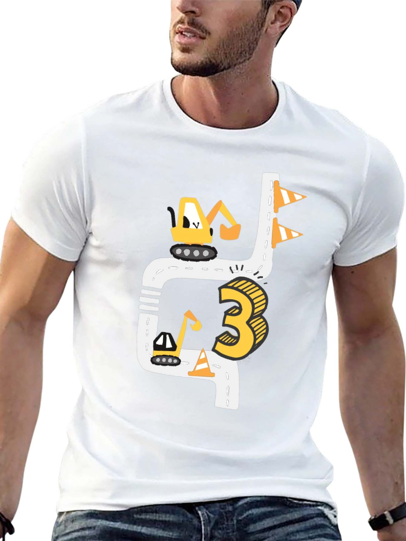 Construction 3rd Birthday Black T-Shirt