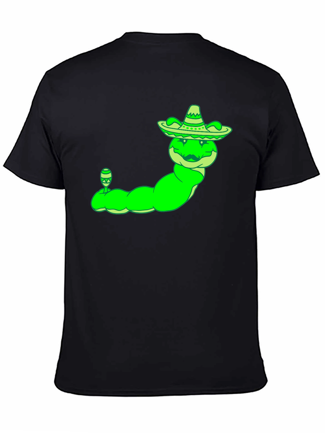 Caterpillar with Sombrero Mens Black T-Shirt