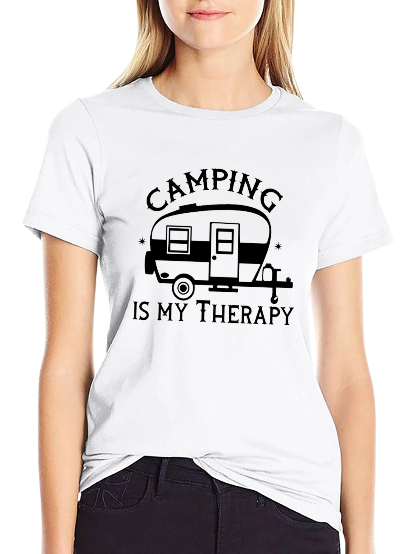 Camping Is My Therapy T-Shirt - Black