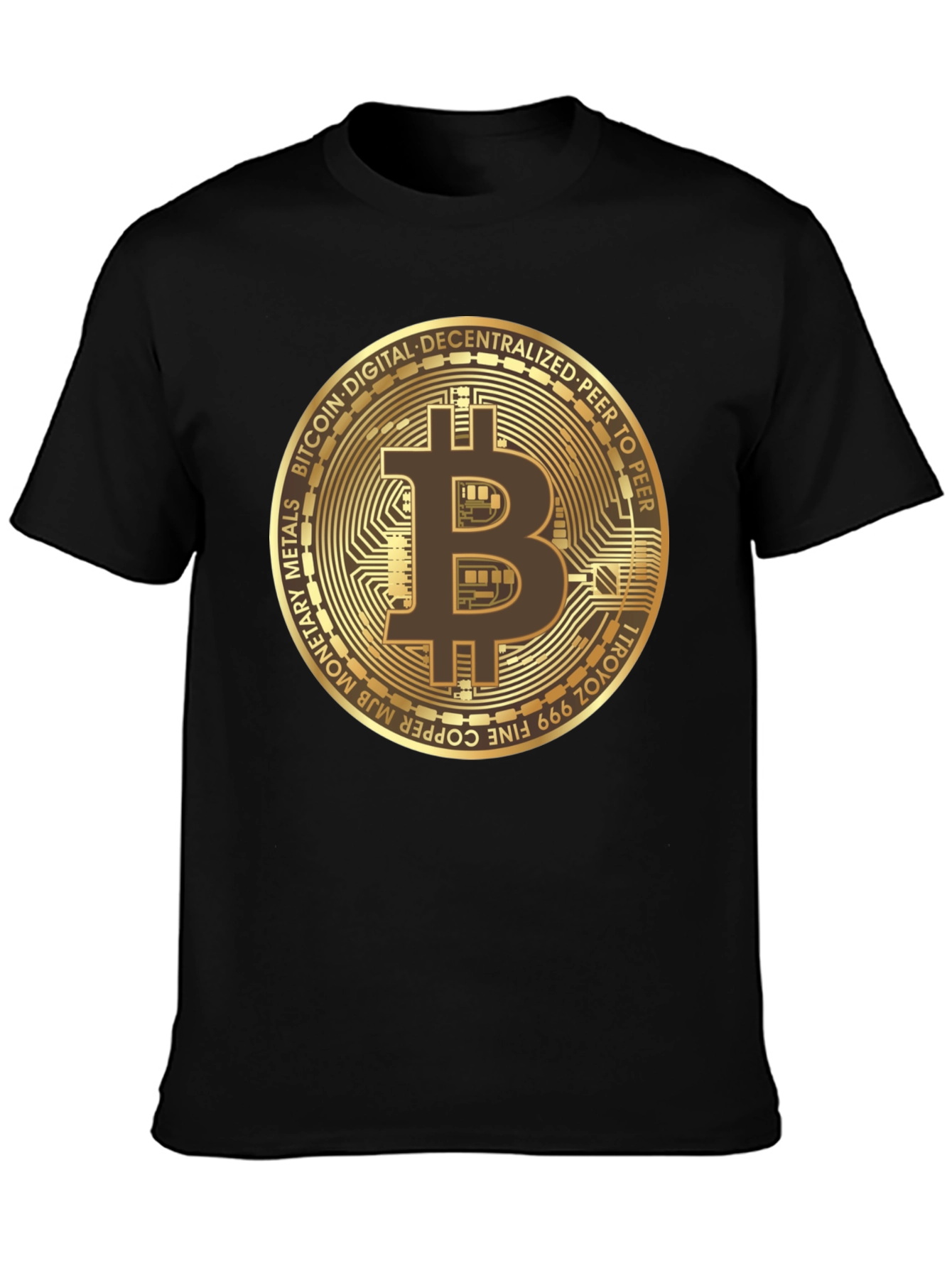 Bitcoin Gold Coin Black T-Shirt Cryptocurrency HODL