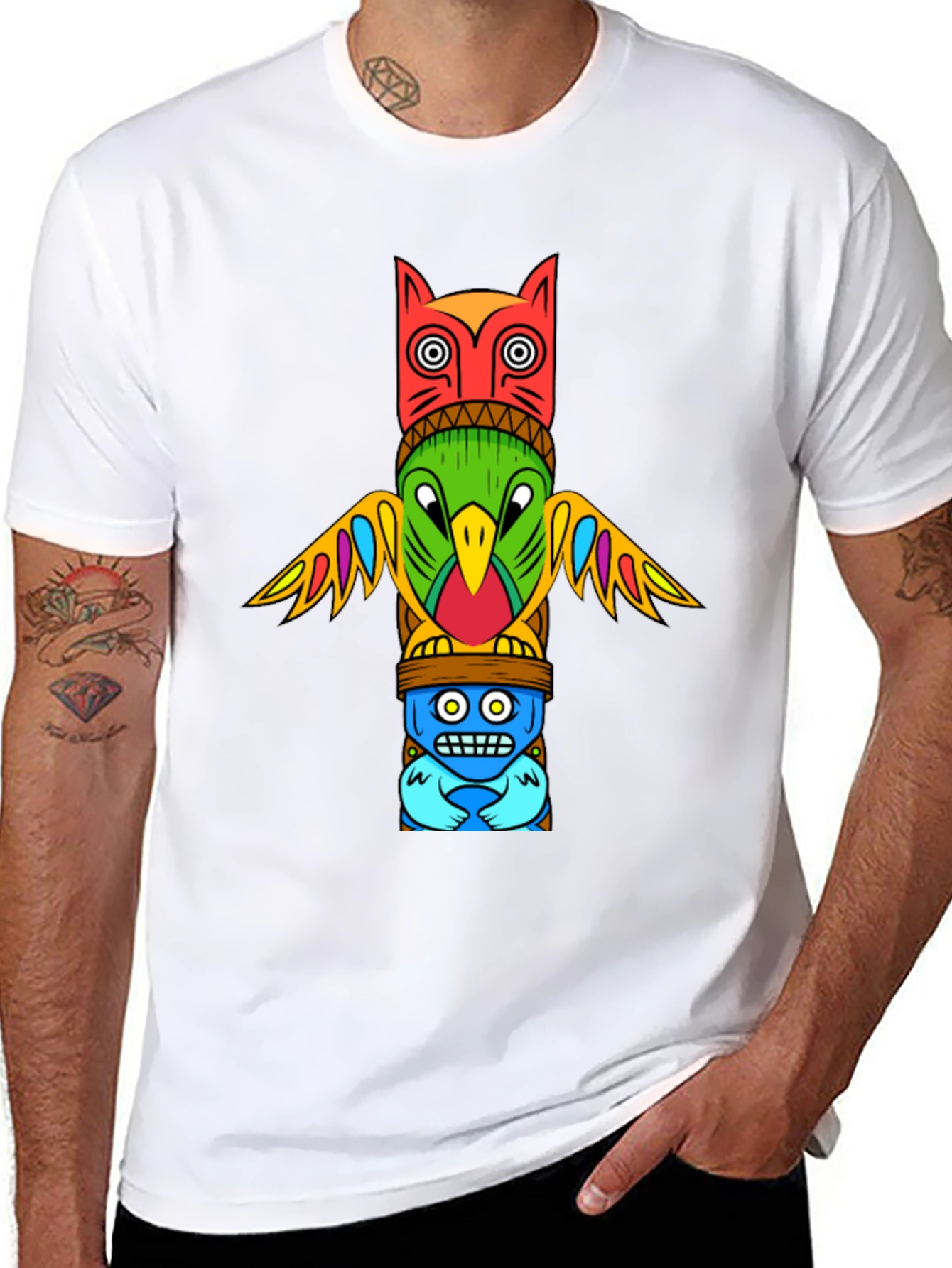 Totem Pole Graphic Tee - Unique Artistic Design