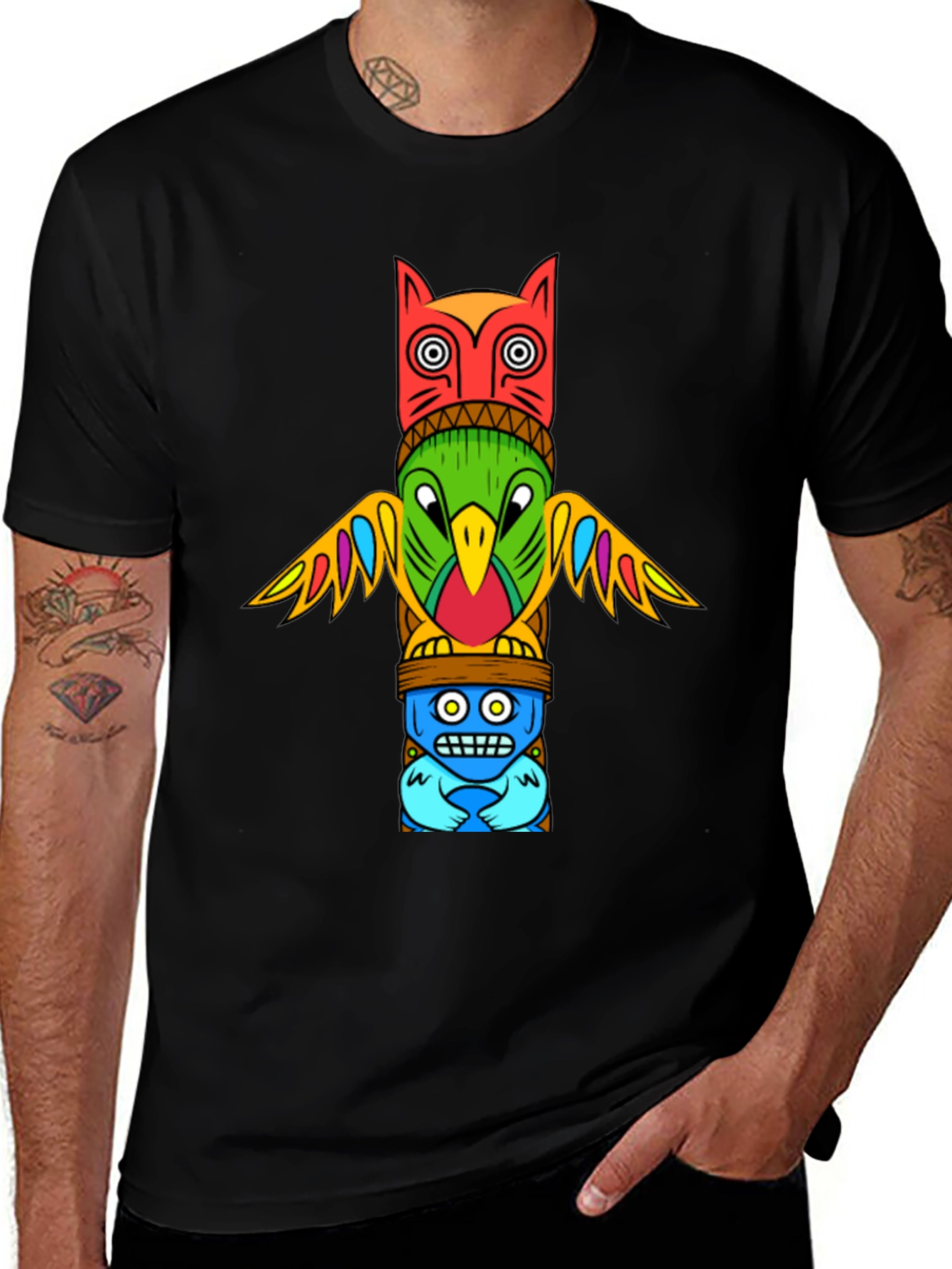Totem Pole Graphic Tee - Unique Artistic Design