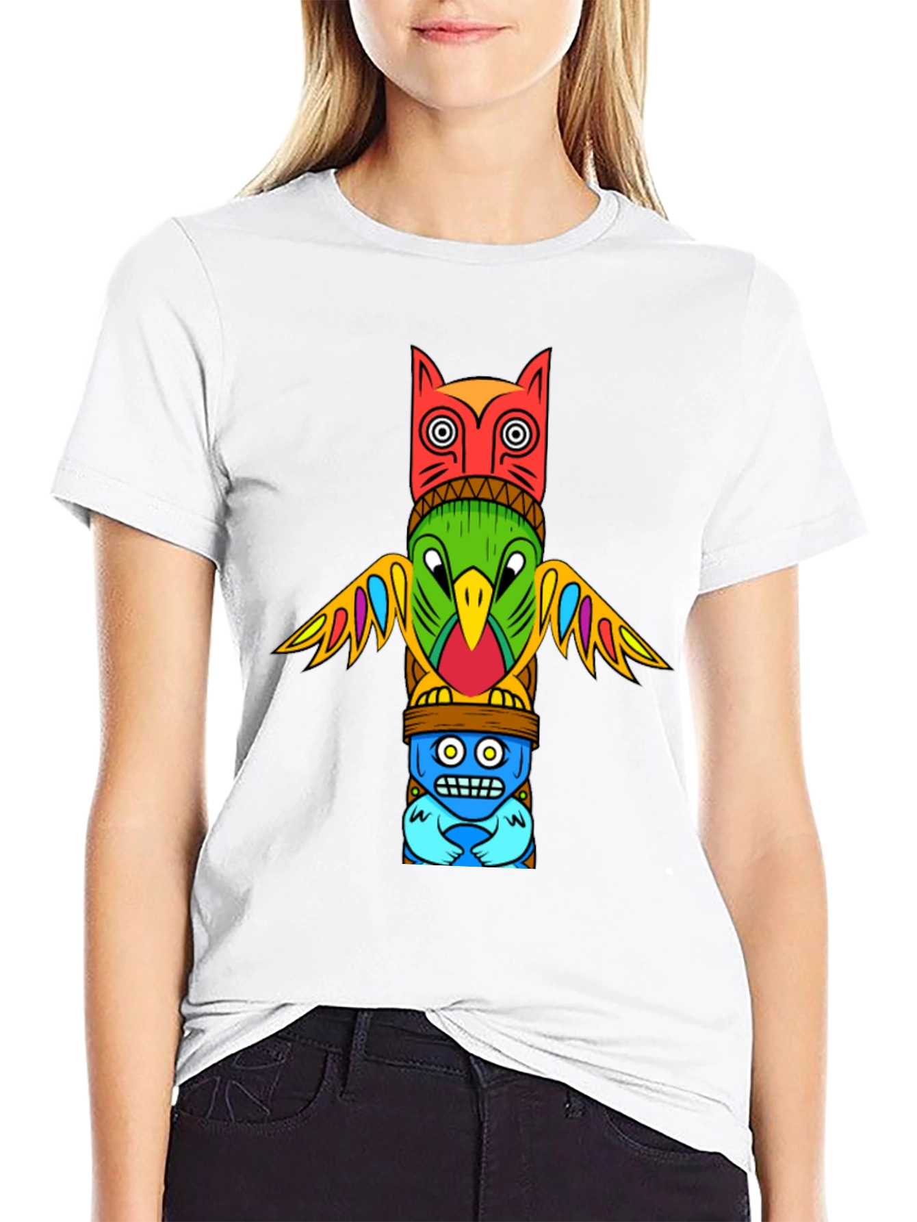 Totem Pole Graphic Tee - Unique Artistic Design