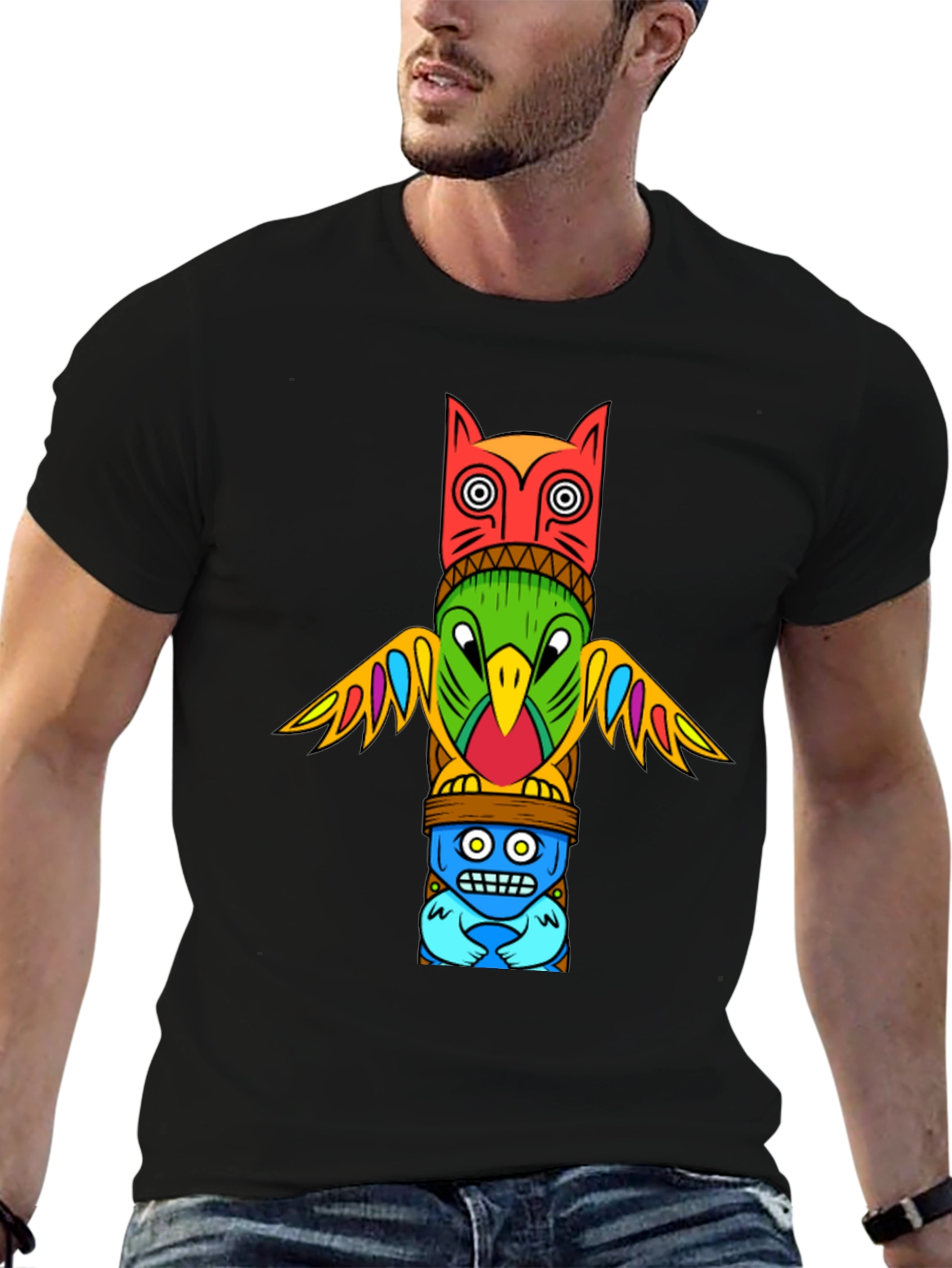 Totem Pole Graphic Tee - Unique Artistic Design