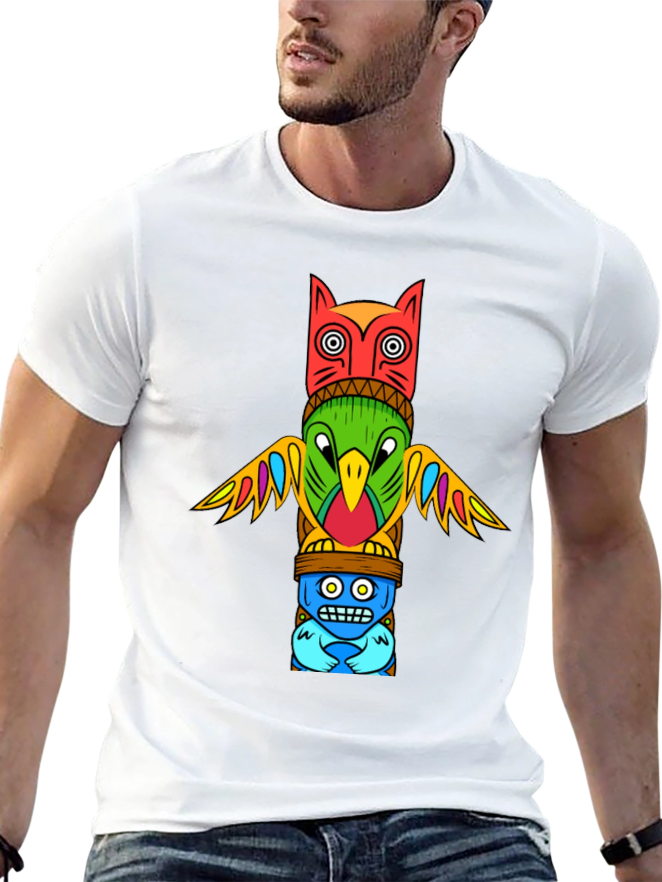 Totem Pole Graphic Tee - Unique Artistic Design