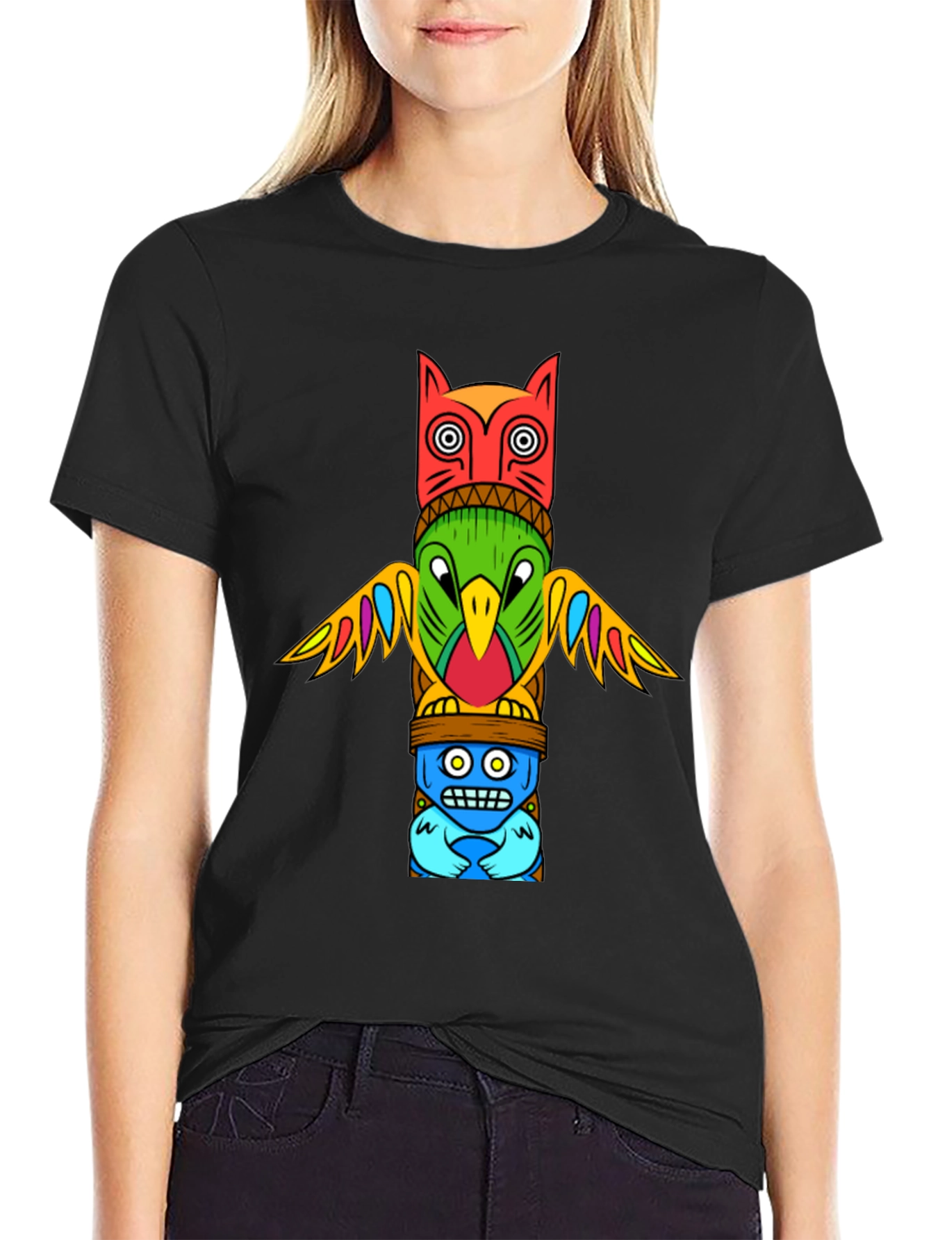 Totem Pole Graphic Tee - Unique Artistic Design