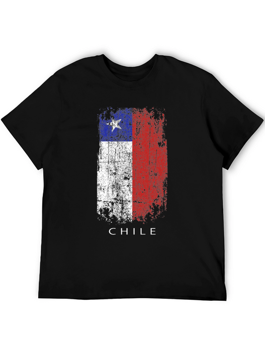 Chile Flag Grunge T-Shirt - Black