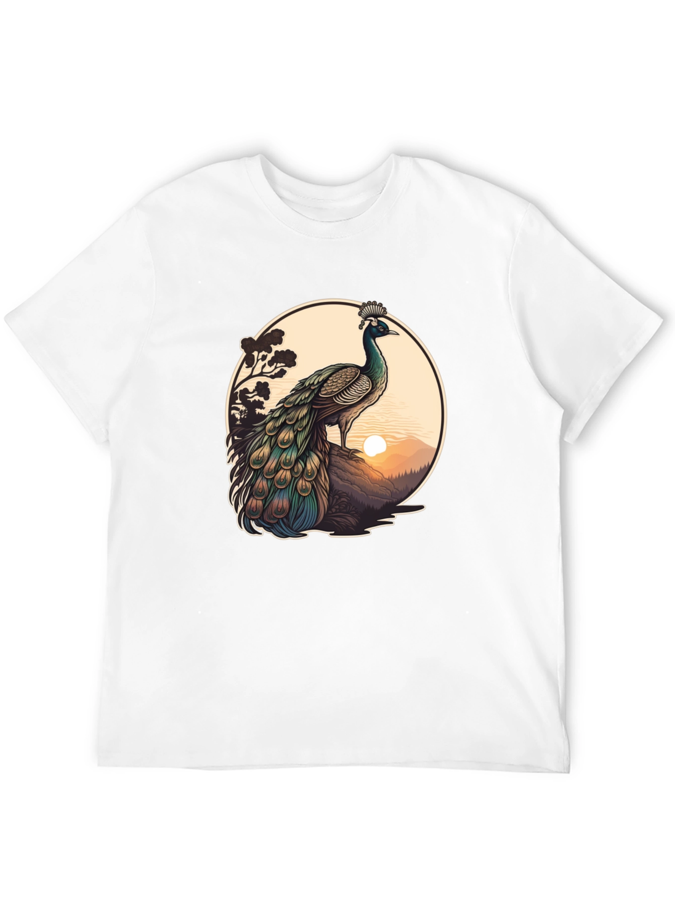Peacock Graphic Tee - Nature Inspired Design