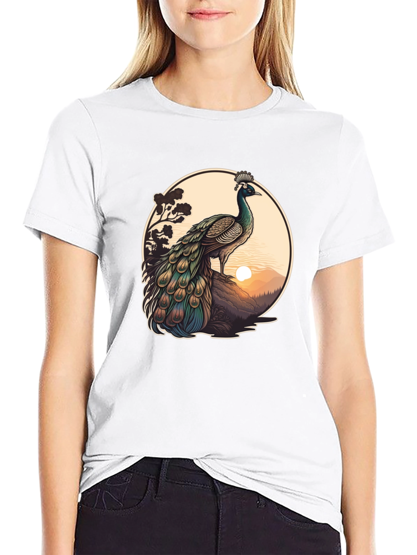 Peacock Graphic Tee - Nature Inspired Design