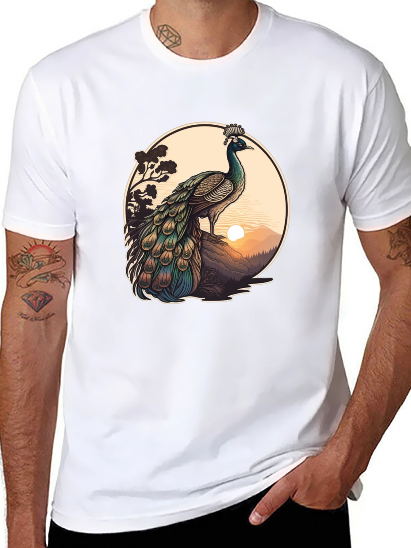 Peacock Graphic Tee - Nature Inspired Design