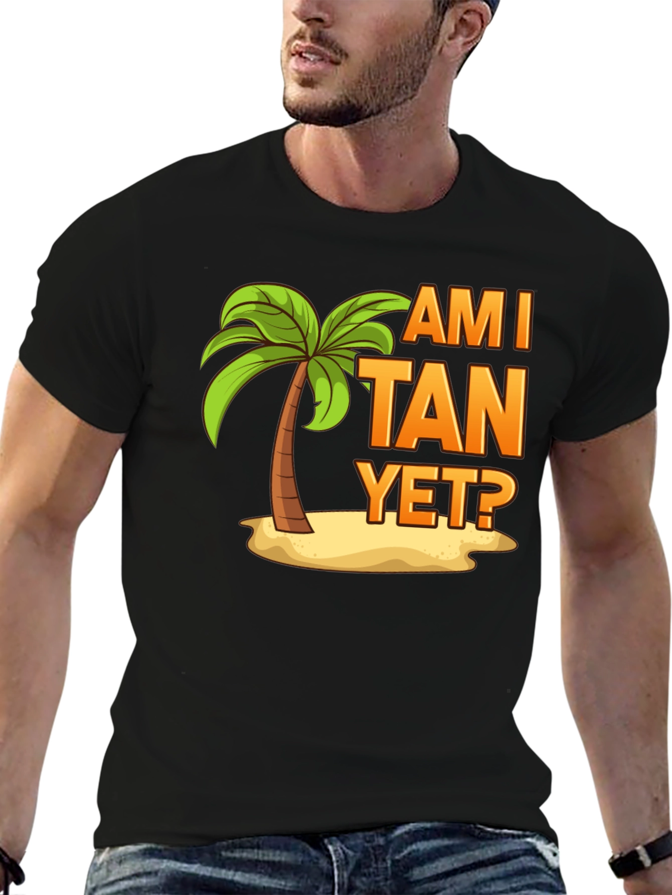 Am I Tan Yet? Palm Tree Graphic T-Shirt
