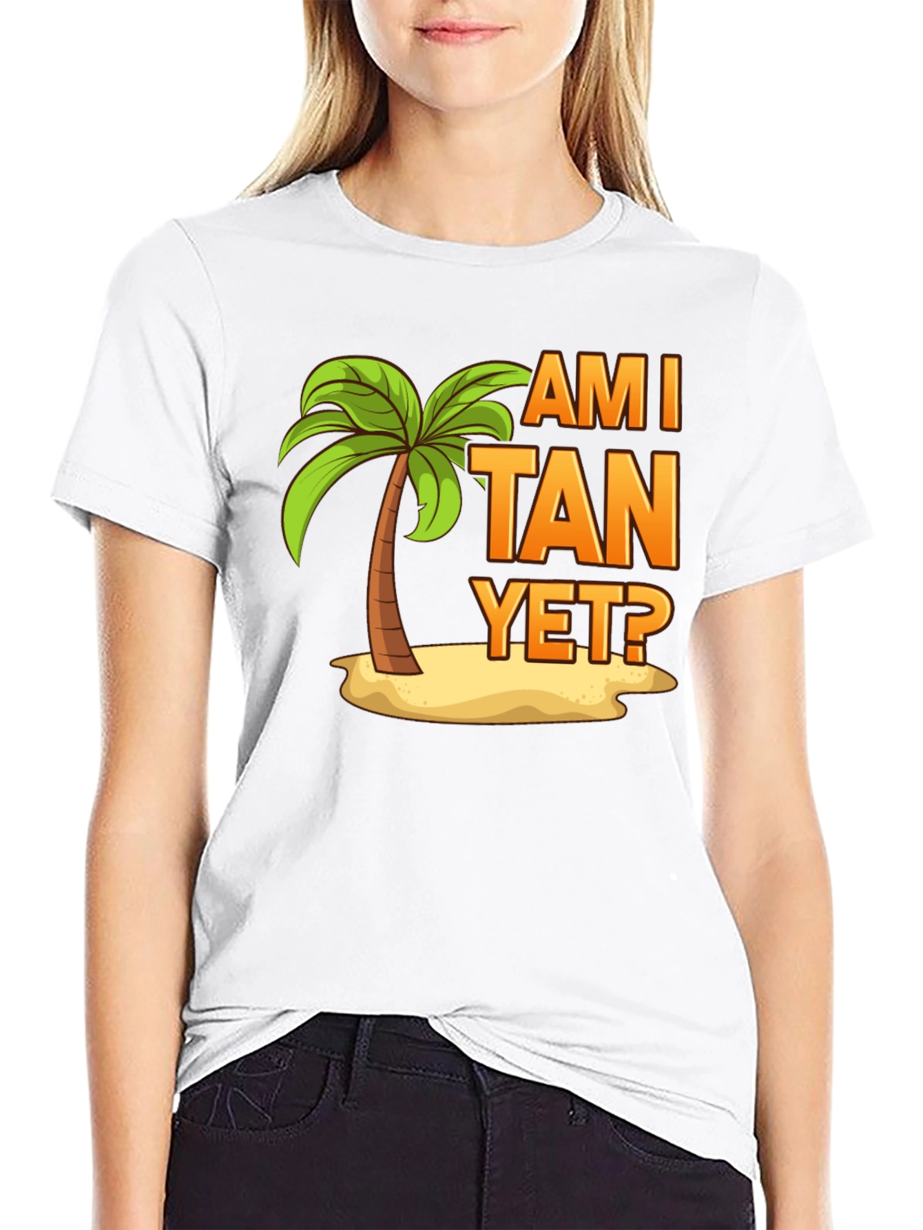 Am I Tan Yet? Palm Tree Graphic T-Shirt