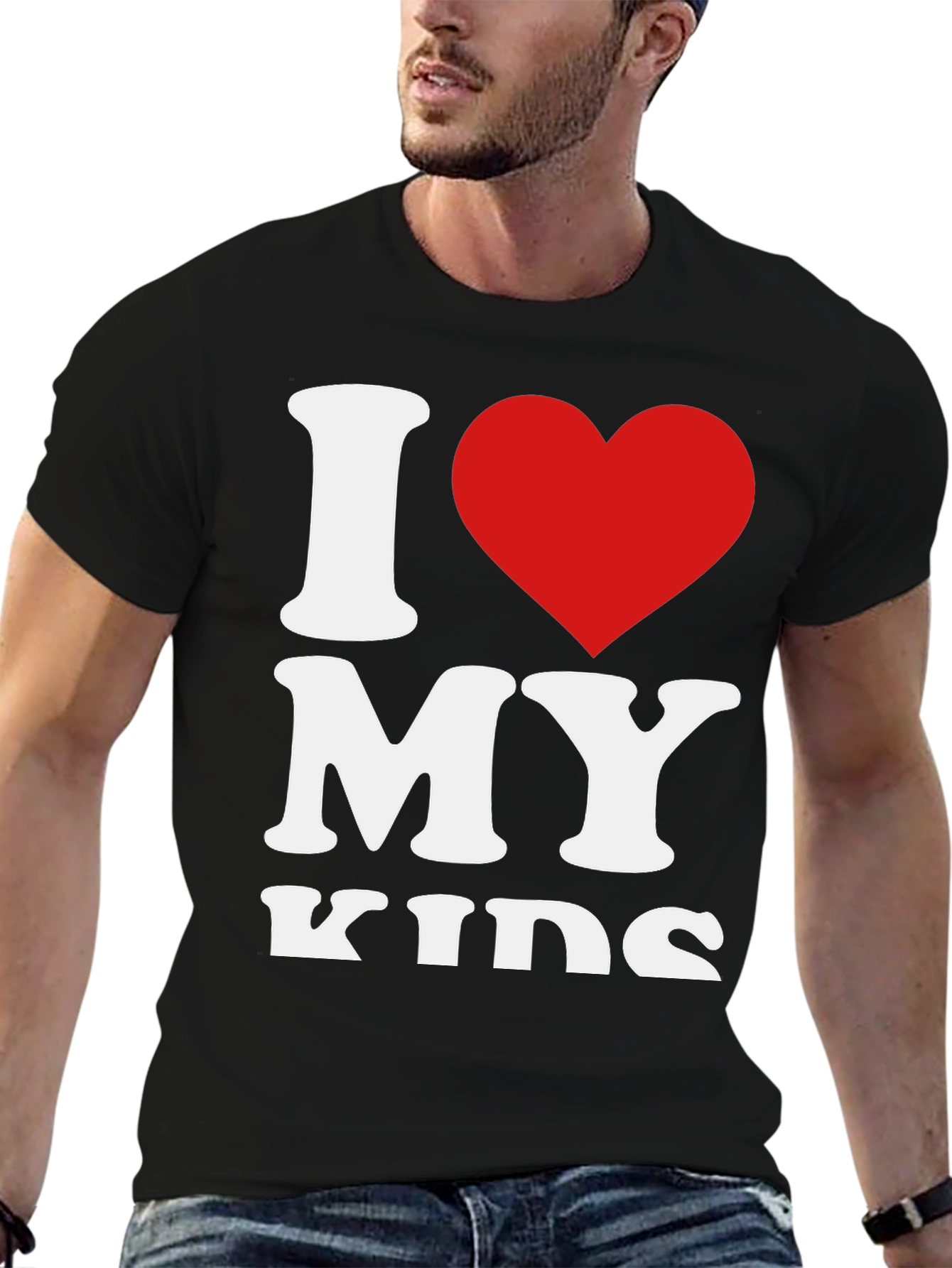 I Heart My Kids Graphic Tee - Black