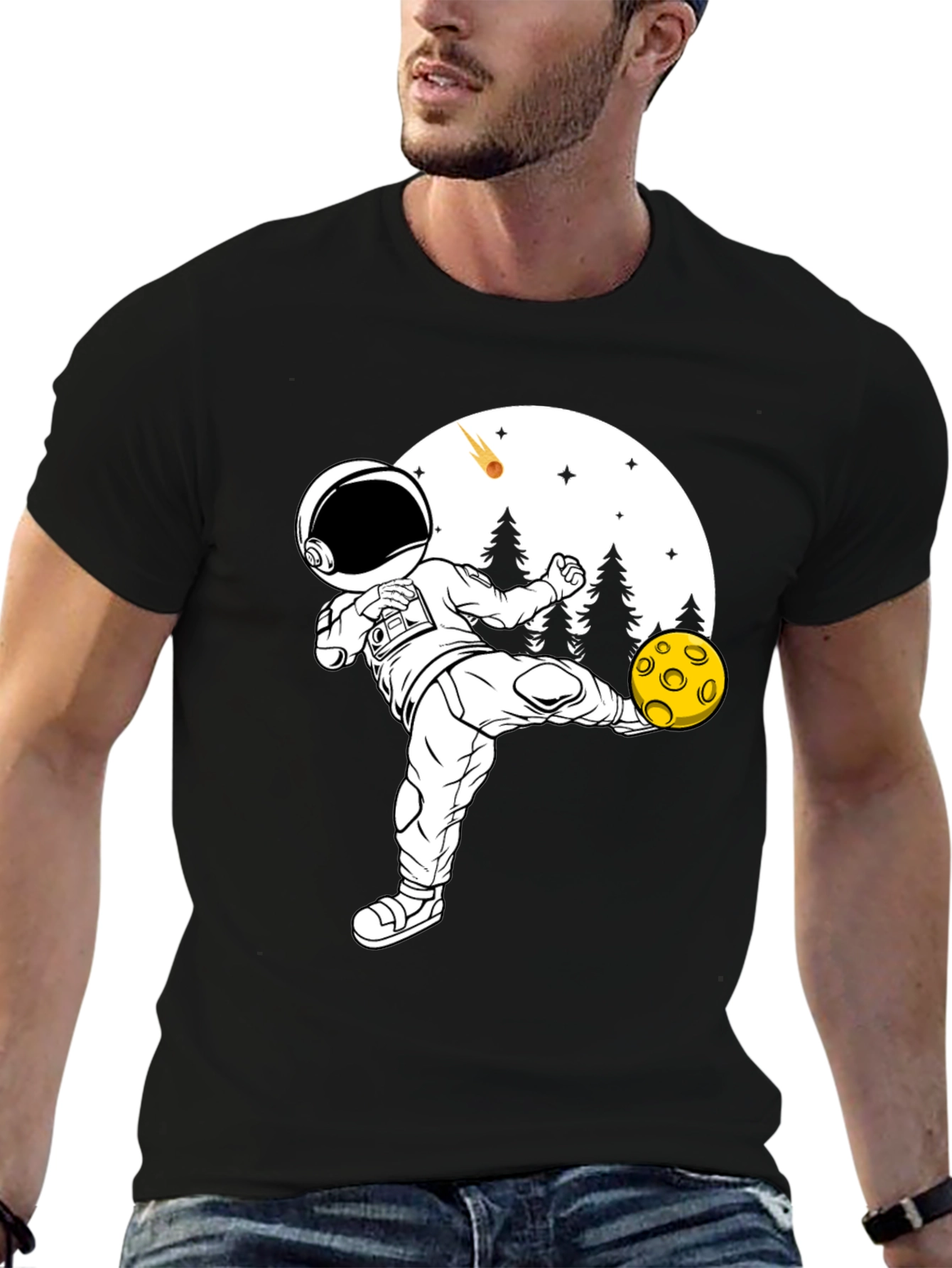 Astronaut Soccer T-Shirt - Space Kicking Fun