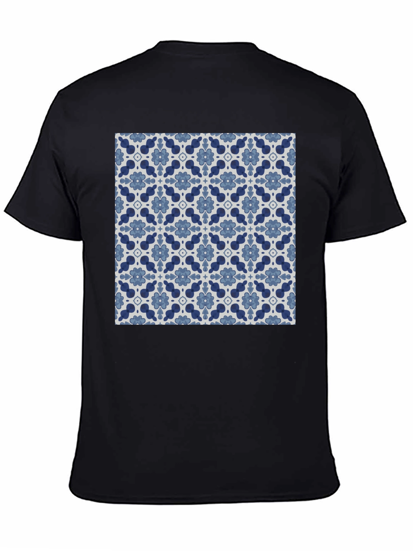 Stylish Floral Pattern Black T-Shirt