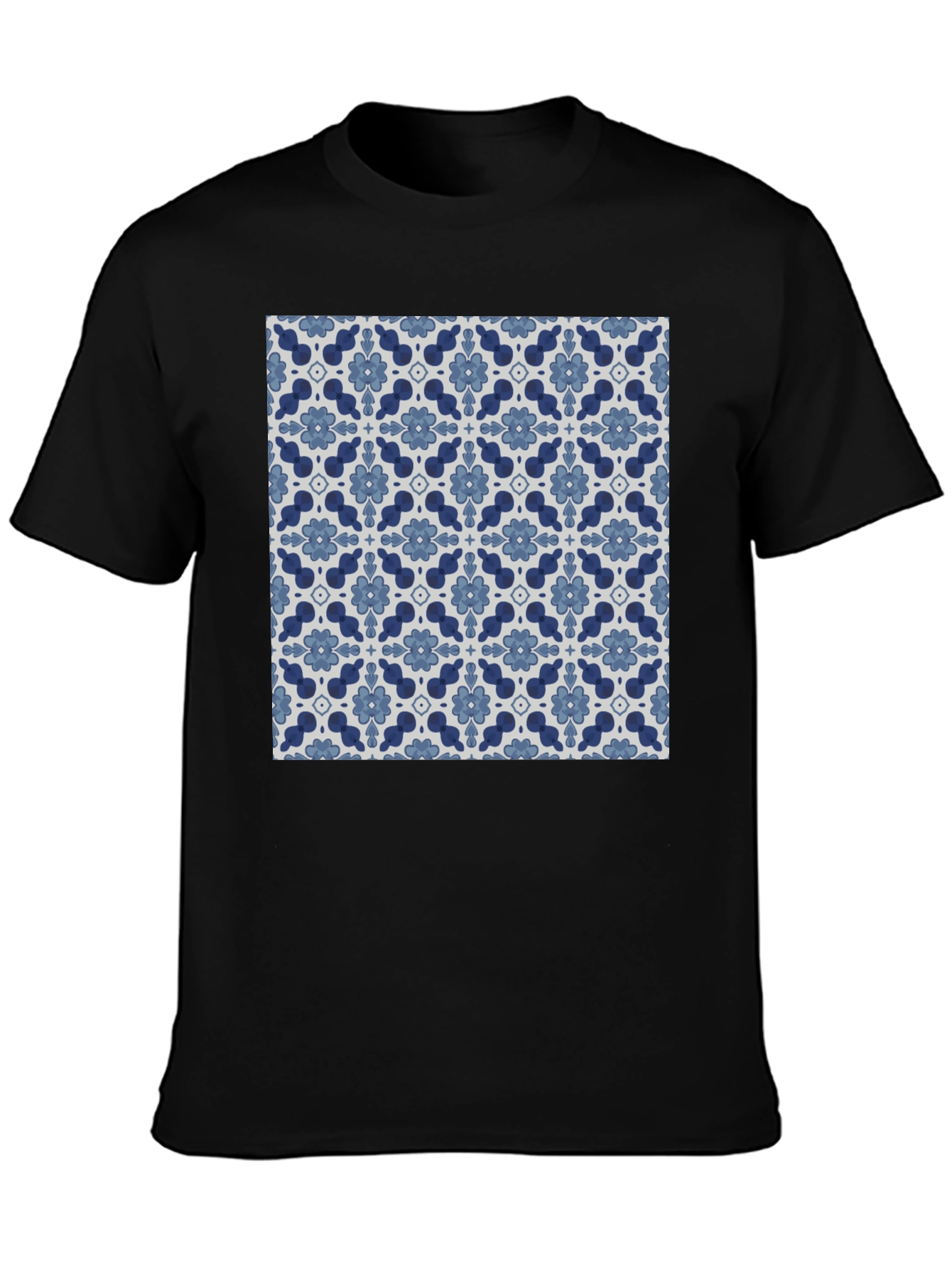 Stylish Floral Pattern Black T-Shirt