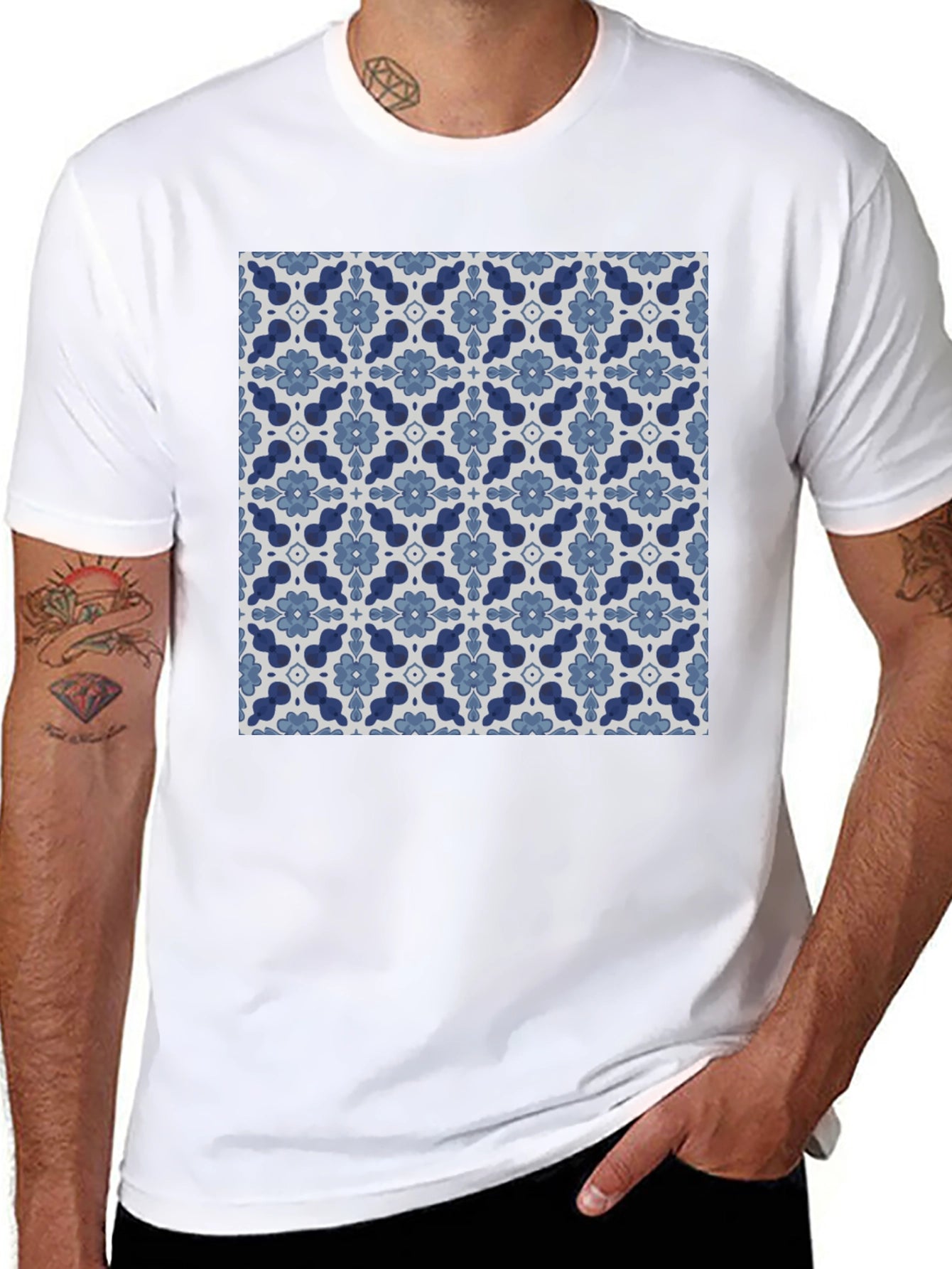 Stylish Floral Pattern Black T-Shirt