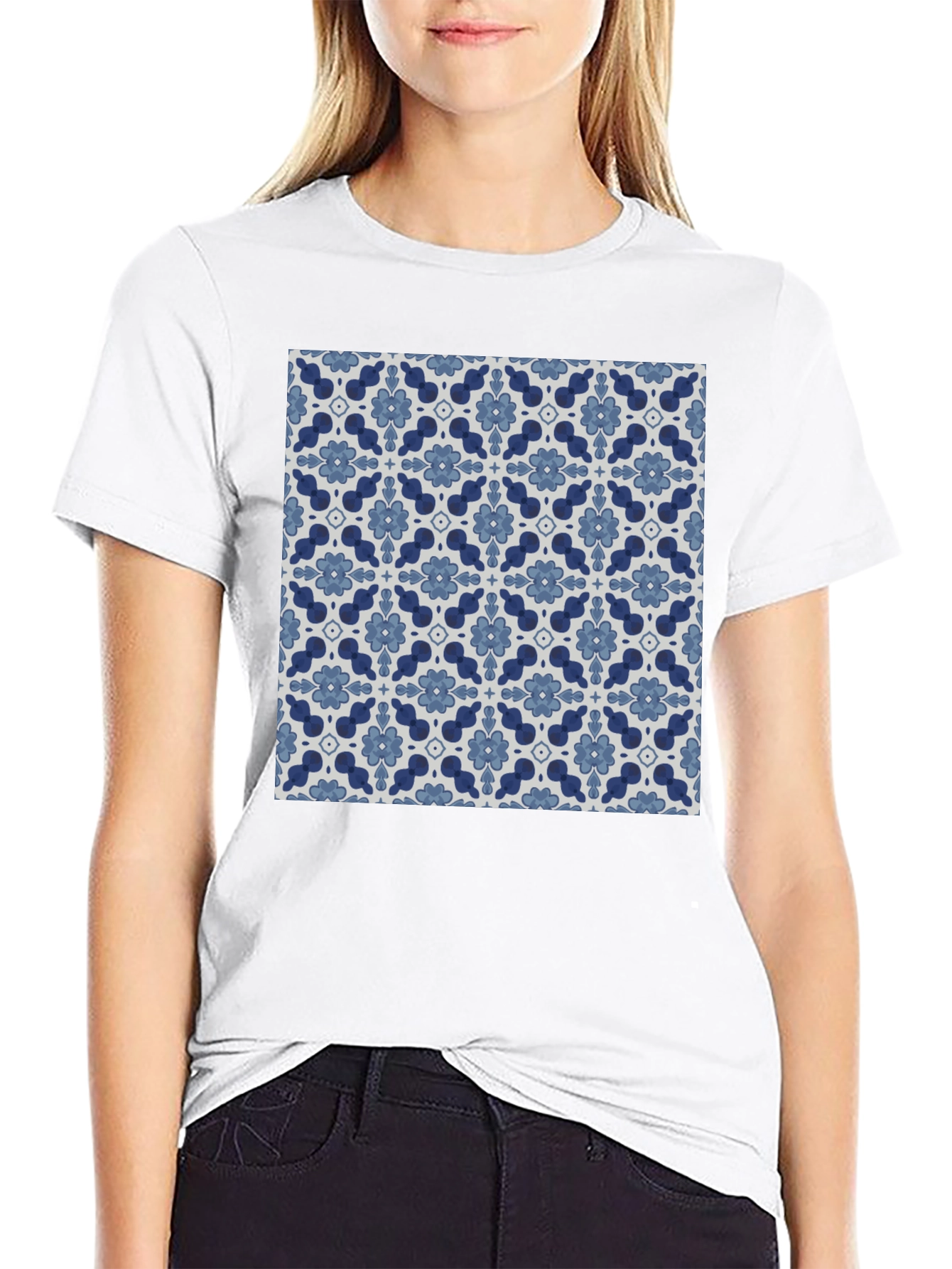 Stylish Floral Pattern Black T-Shirt