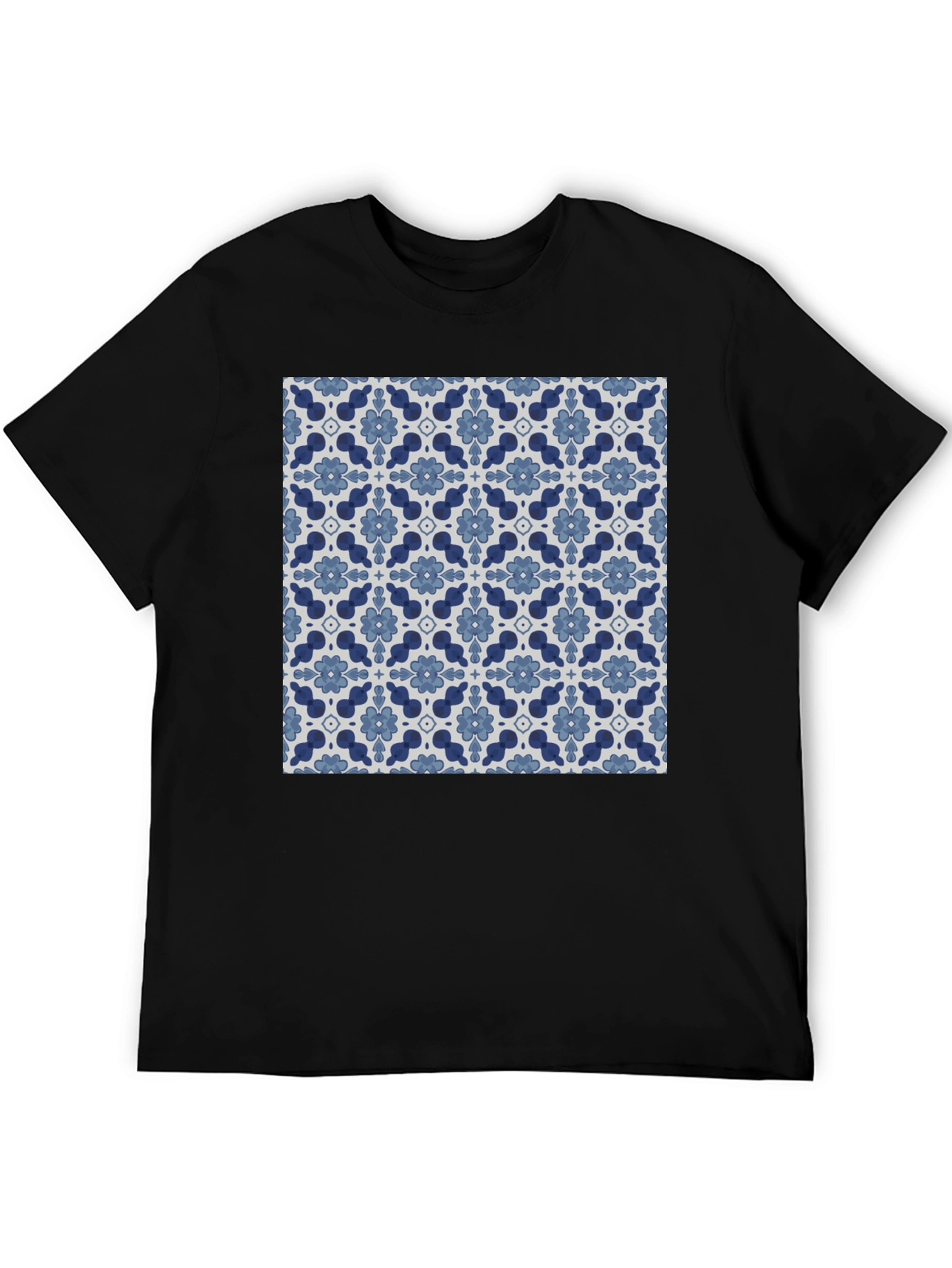 Stylish Floral Pattern Black T-Shirt