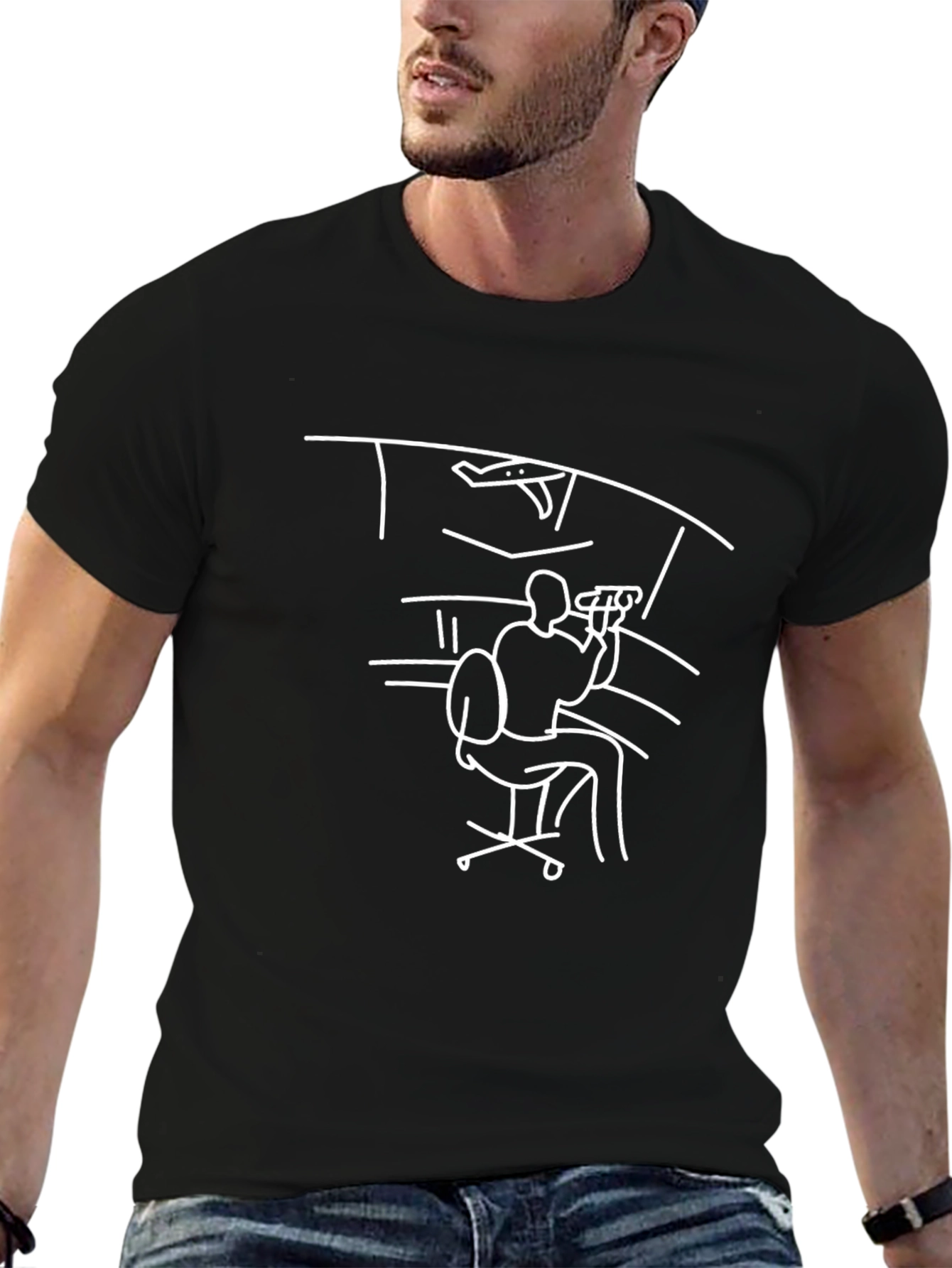 Air Traffic Controller Line Art T-Shirt
