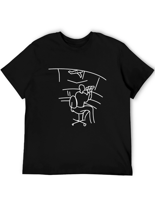 Air Traffic Controller Line Art T-Shirt