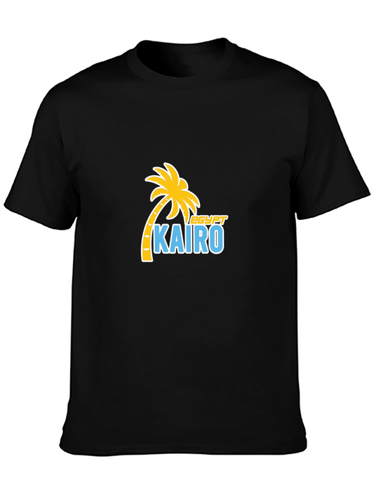 Cairo Egypt Palm Tree T-Shirt - Black Cotton Tee