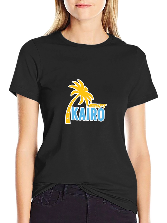 Cairo Egypt Palm Tree T-Shirt - Black Cotton Tee