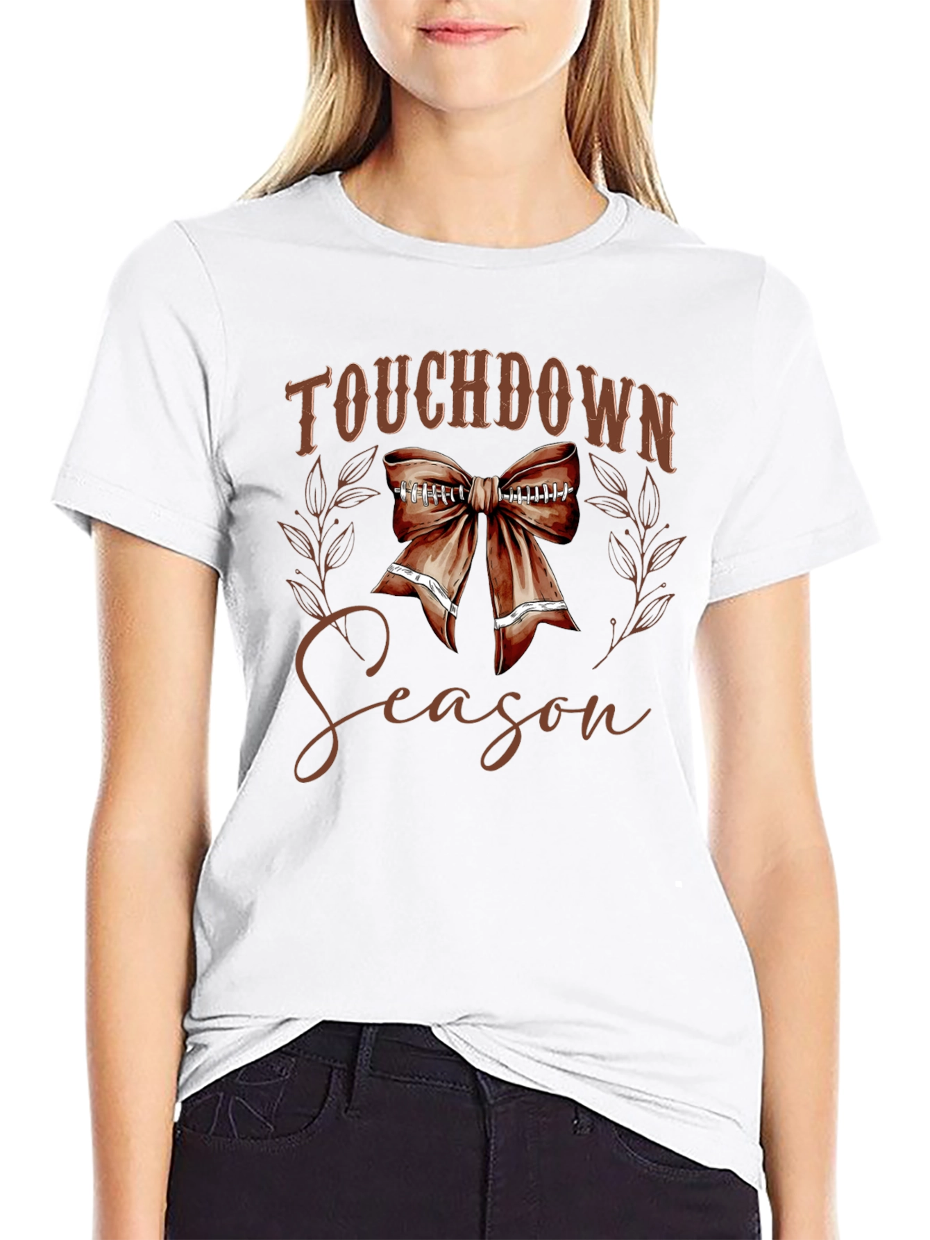 Touchdown Season Football Bow T-Shirt