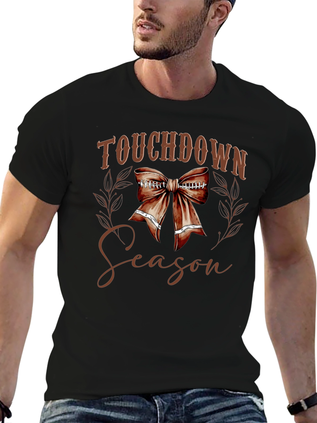 Touchdown Season Football Bow T-Shirt