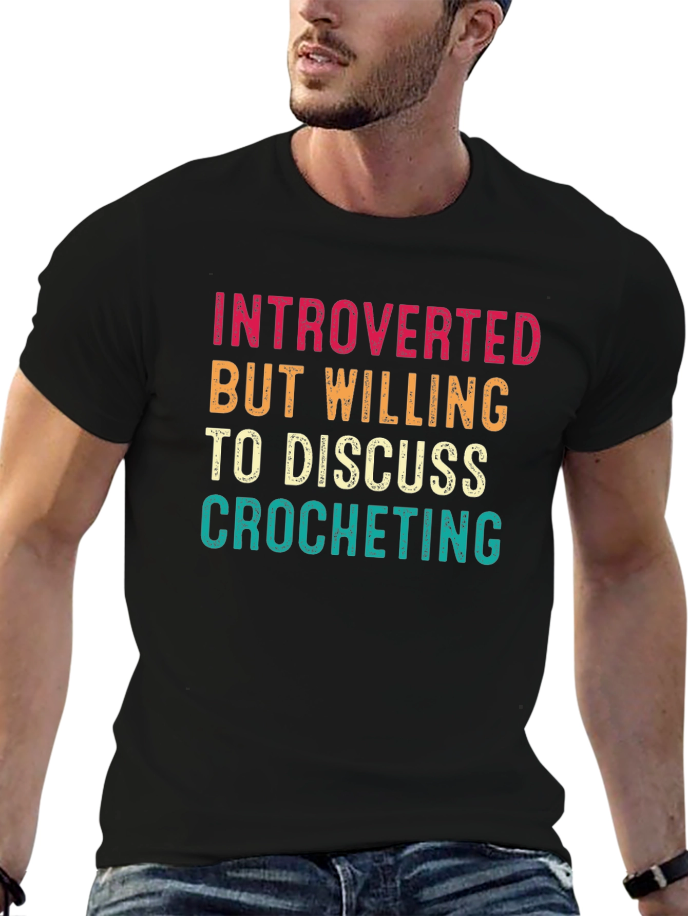 Introverted Crocheting T-Shirt - Black Cotton Tee