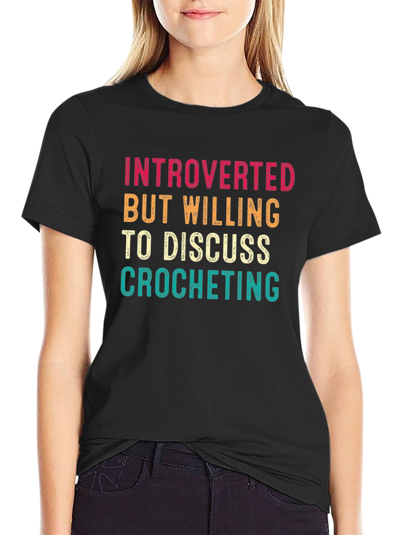 Introverted Crocheting T-Shirt - Black Cotton Tee