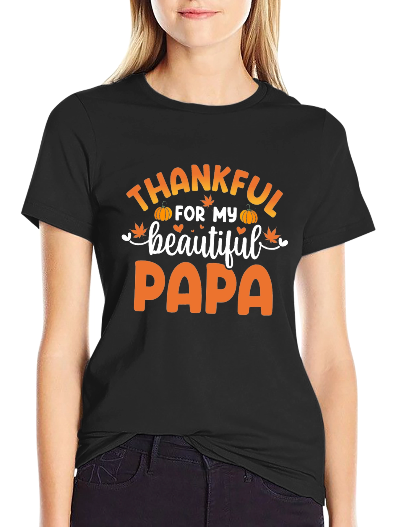 Thankful Papa T-Shirt - Autumn Harvest Design