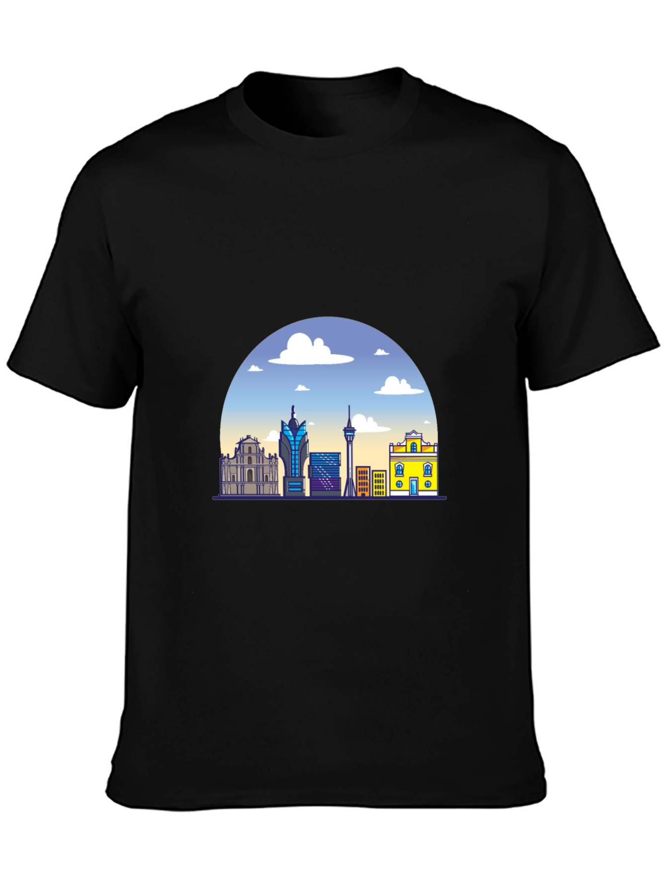 Macau Skyline Graphic Black T-Shirt