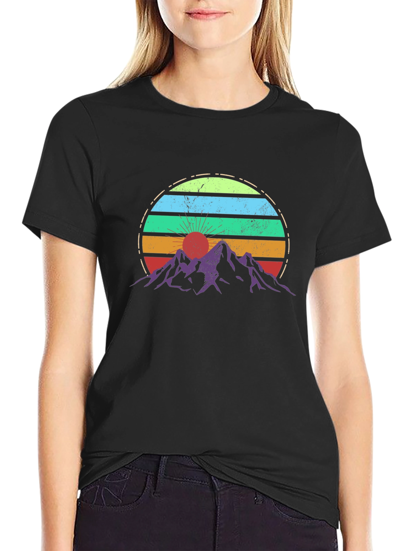 Retro Sunset Mountains Graphic T-Shirt