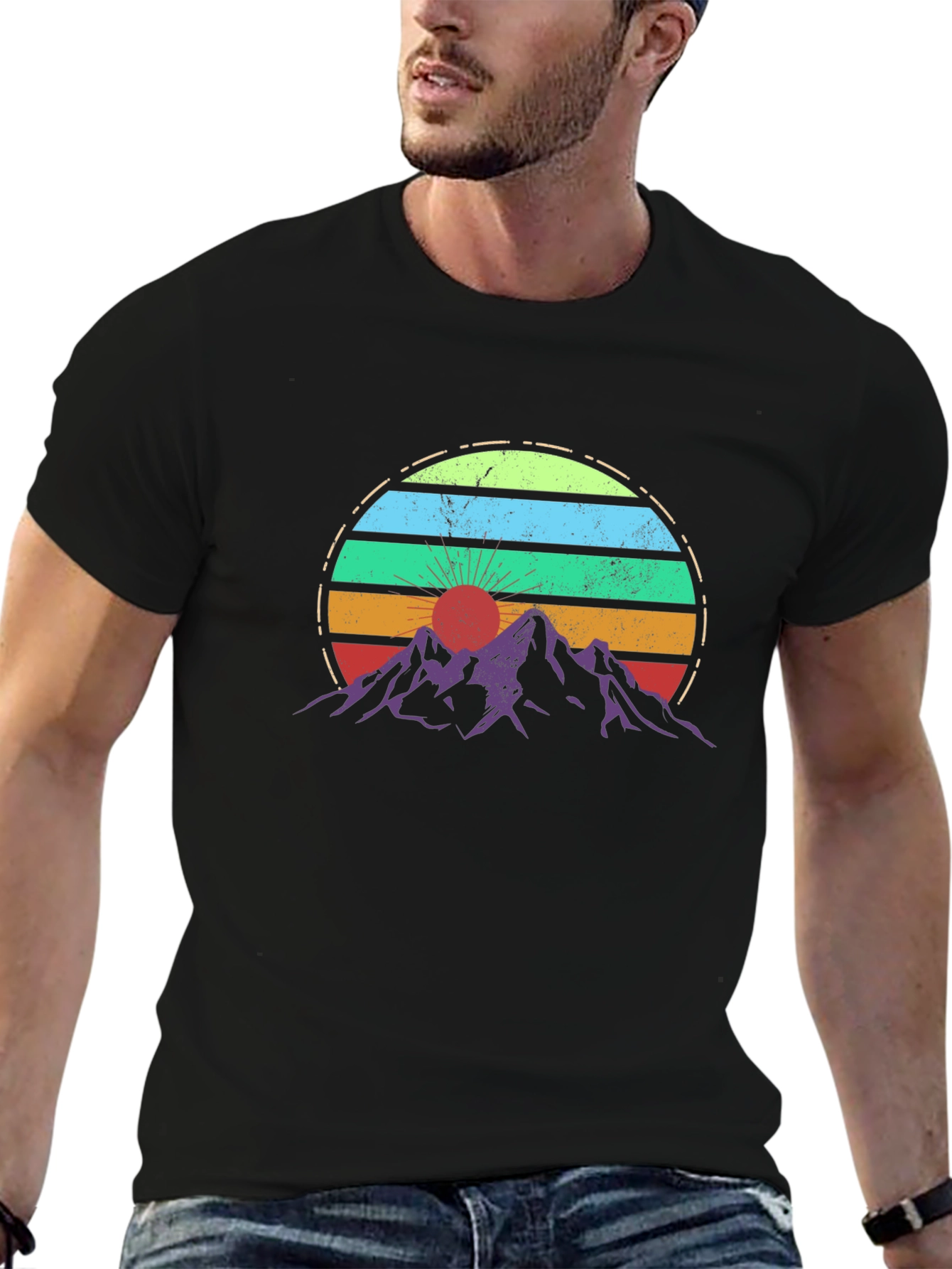 Retro Sunset Mountains Graphic T-Shirt