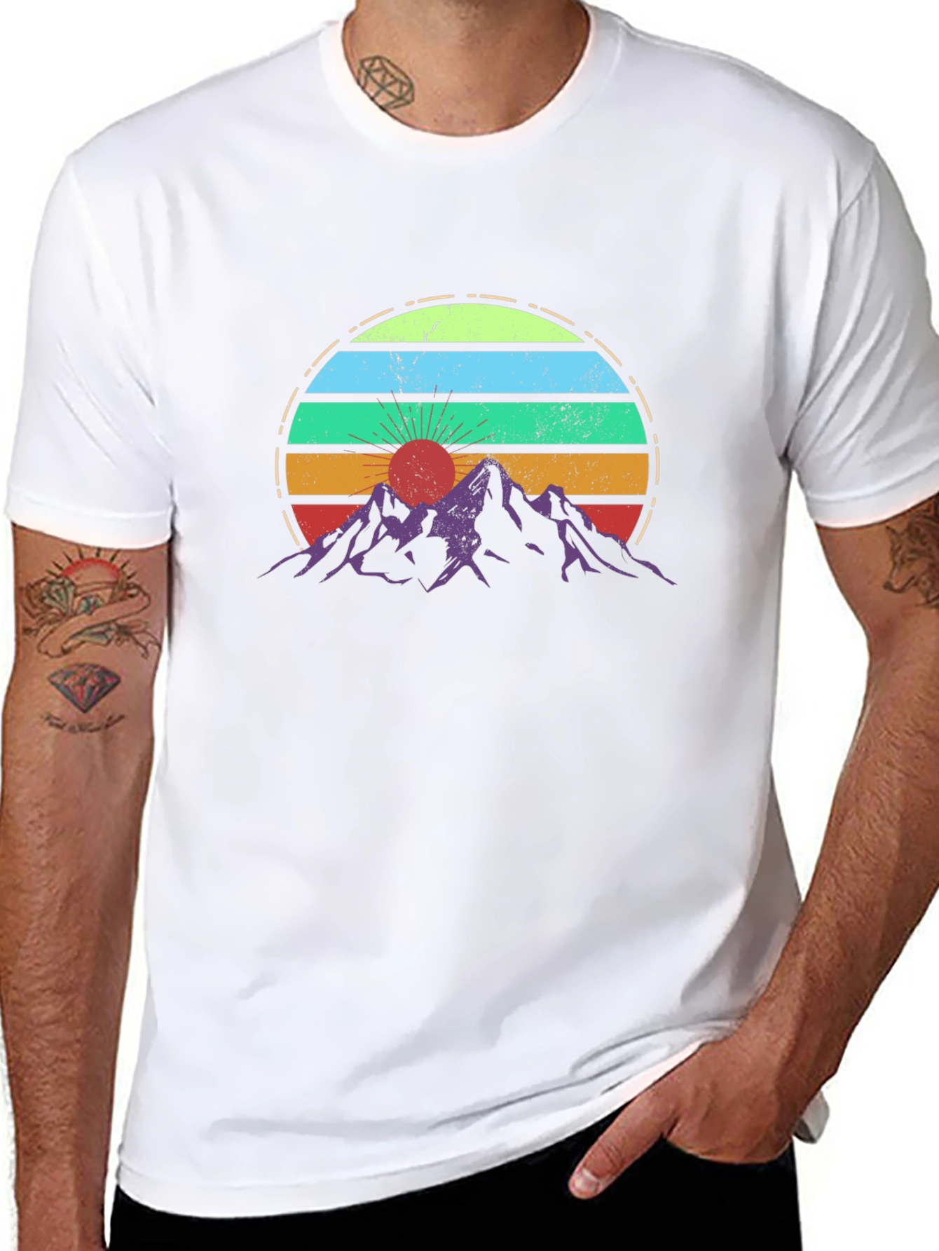 Retro Sunset Mountains Graphic T-Shirt