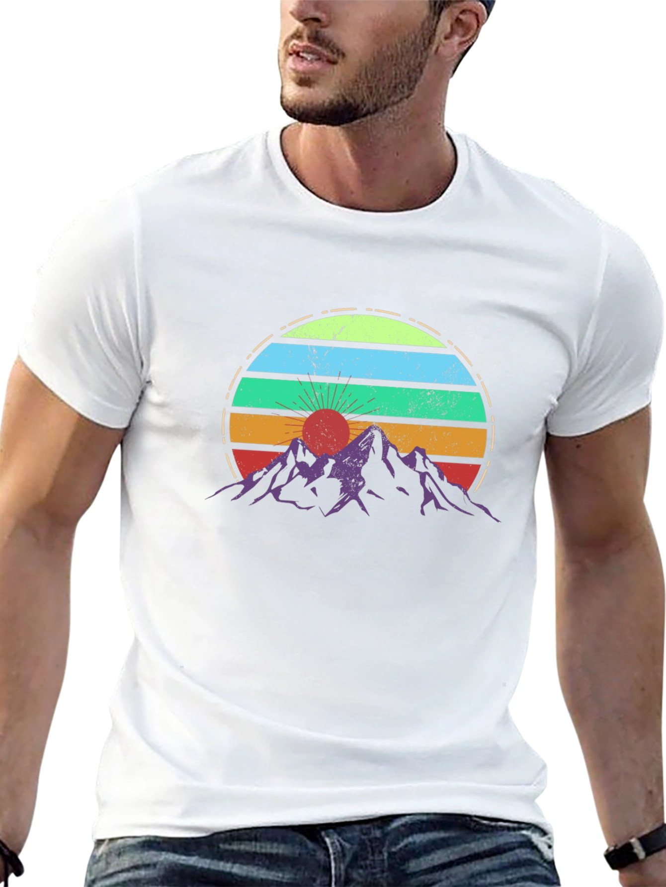 Retro Sunset Mountains Graphic T-Shirt