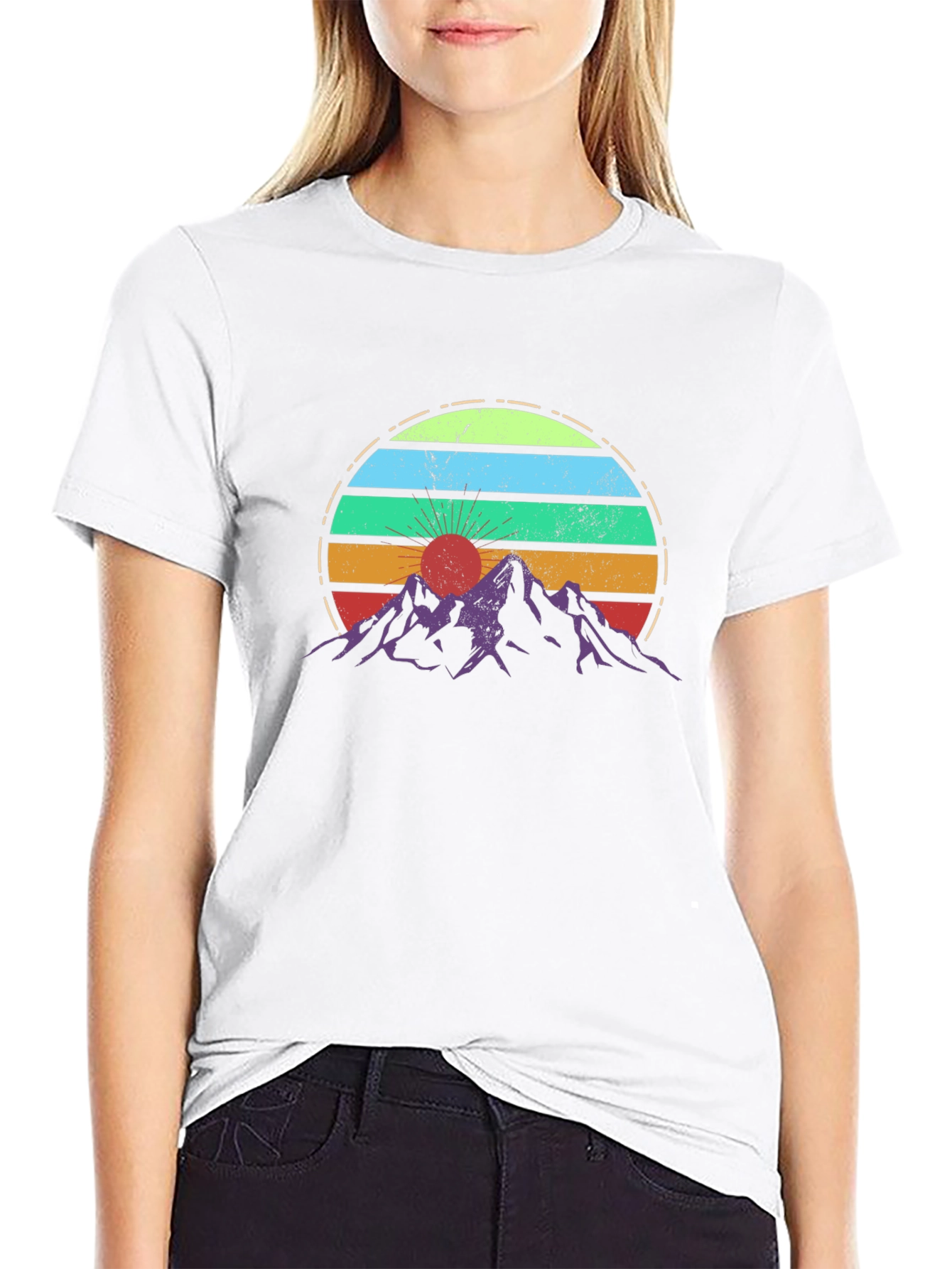 Retro Sunset Mountains Graphic T-Shirt