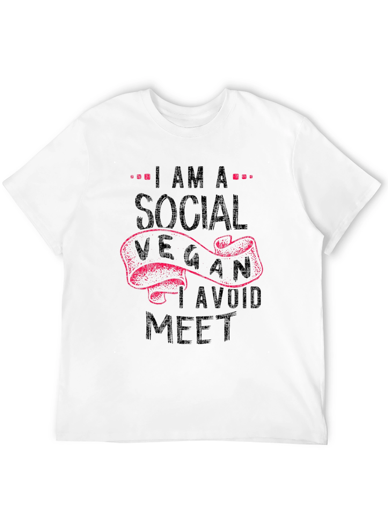 Social Vegan Slogan T-Shirt - Avoid Meet Funny Tee