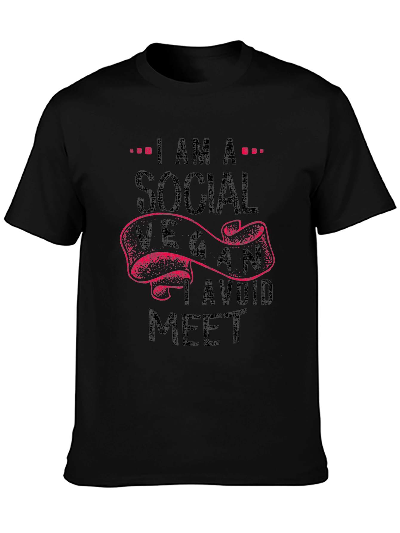 Social Vegan Slogan T-Shirt - Avoid Meet Funny Tee