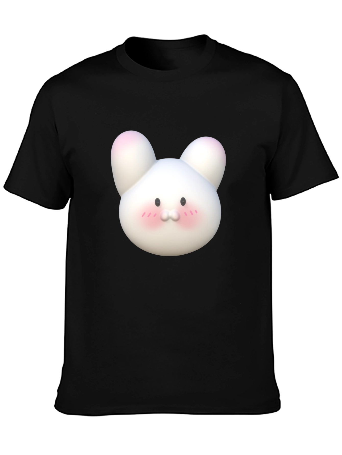 Cute Cartoon Bunny Black T-Shirt