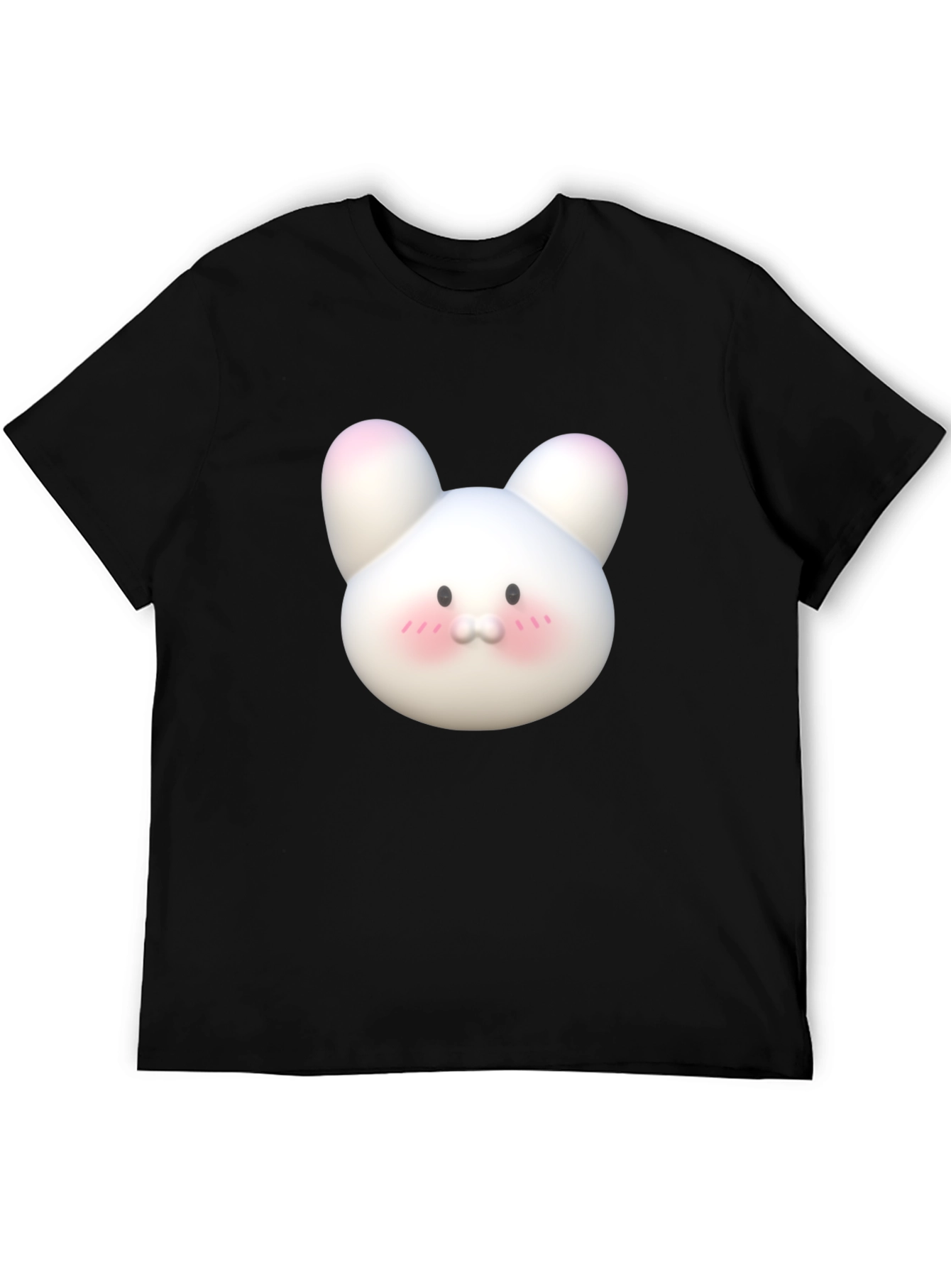 Cute Cartoon Bunny Black T-Shirt