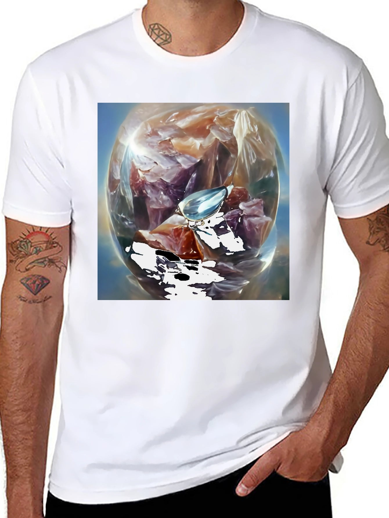 Abstract Art Tee: Gemstone Orb Design T-Shirt