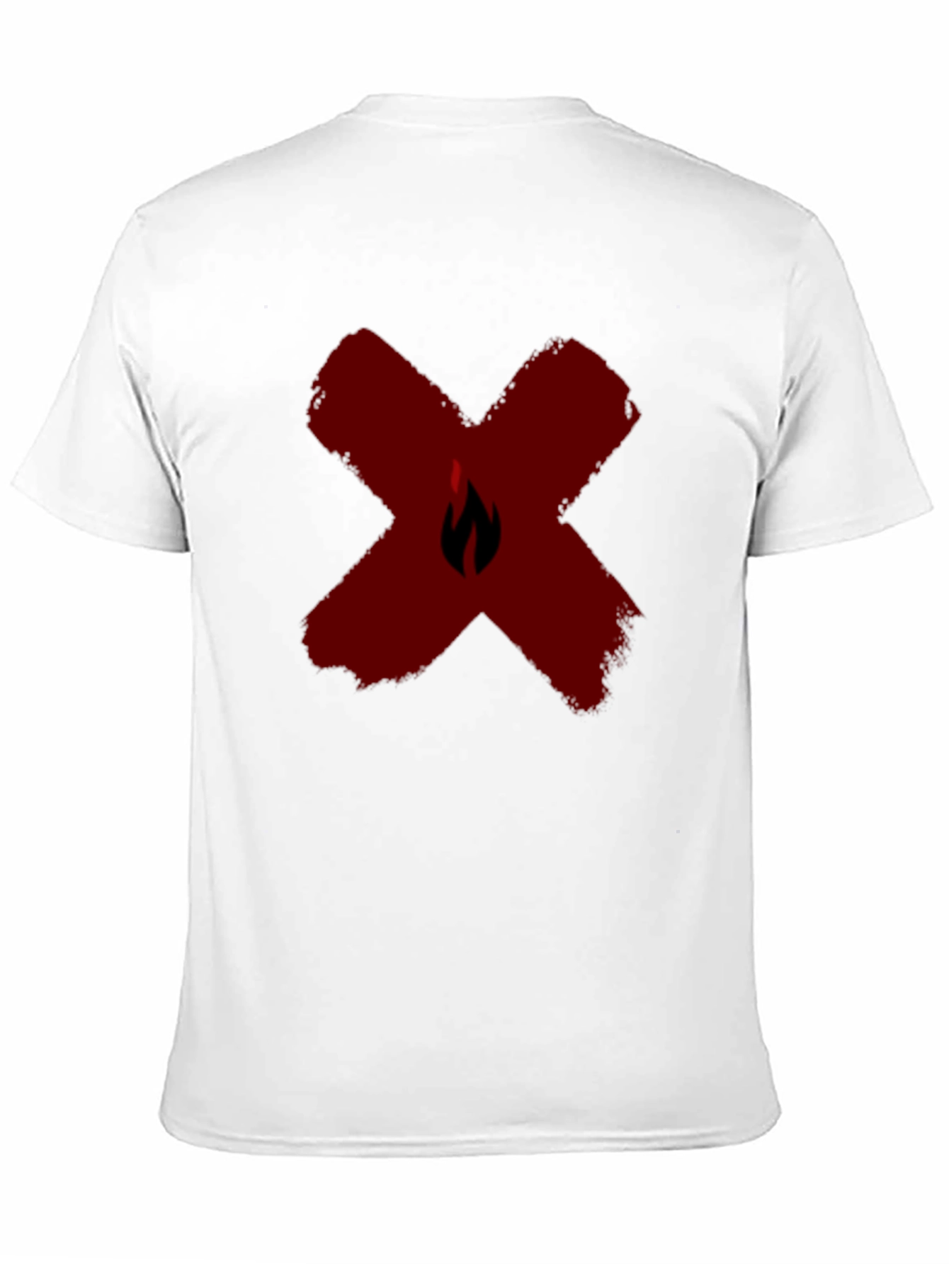 Red X Flame Graphic Black T-Shirt