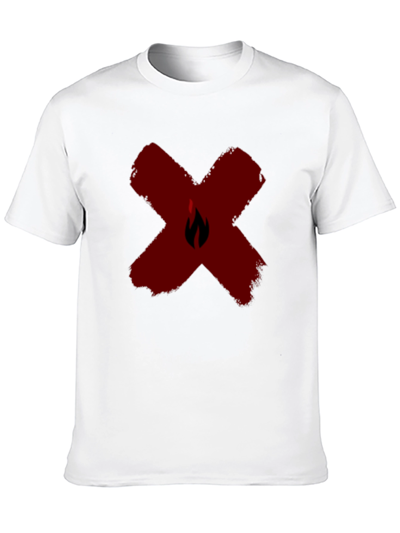 Red X Flame Graphic Black T-Shirt