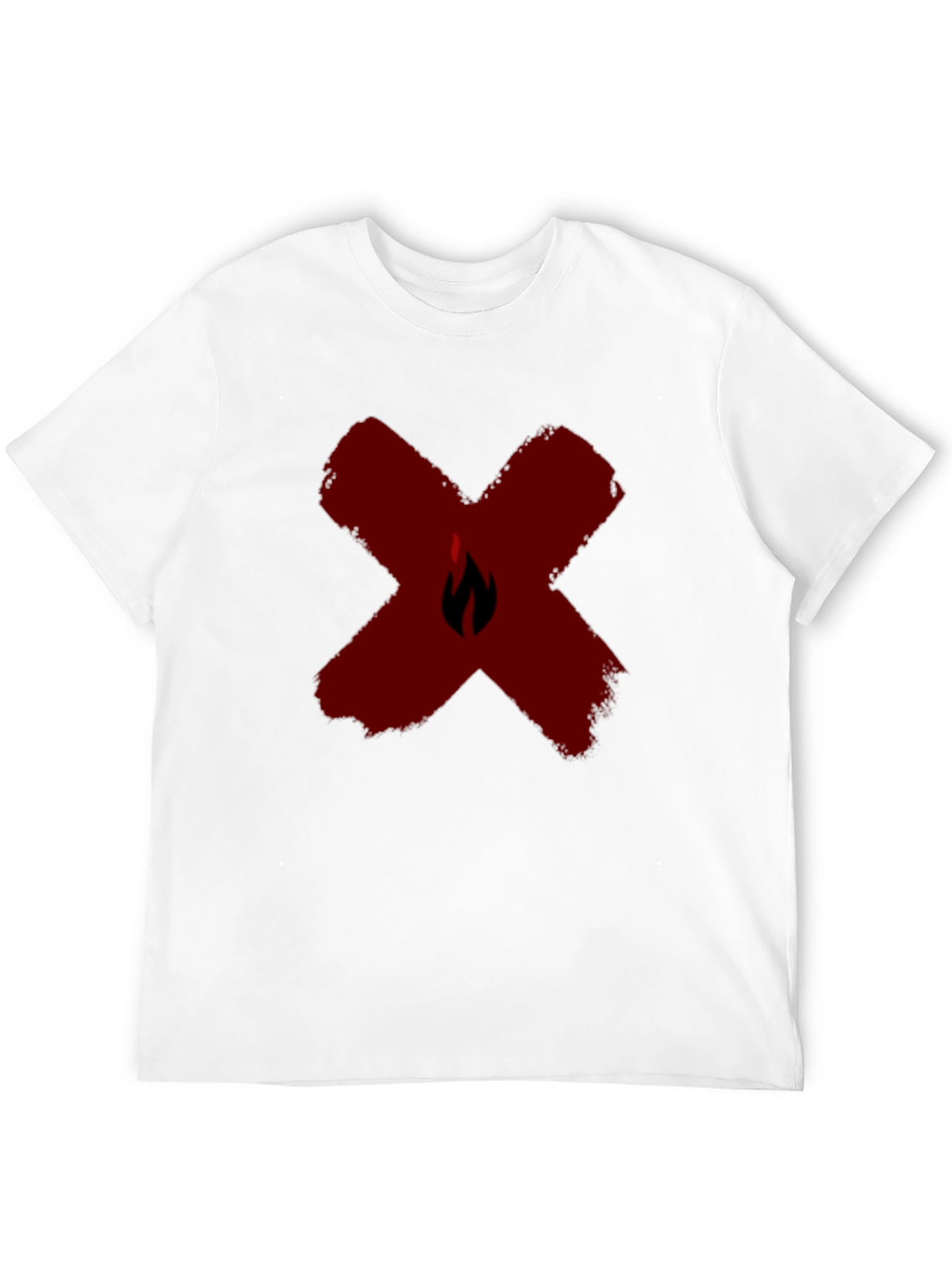 Red X Flame Graphic Black T-Shirt