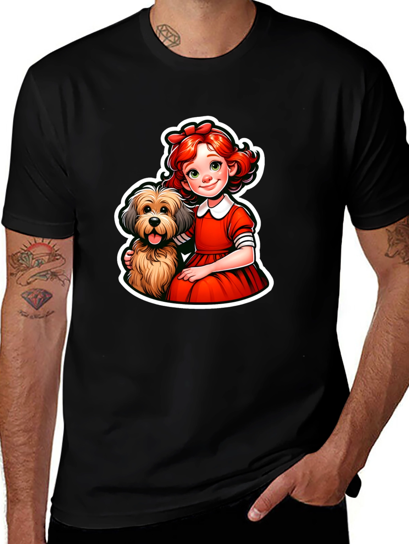 Girl and Dog Graphic Tee - Cute Cartoon Design