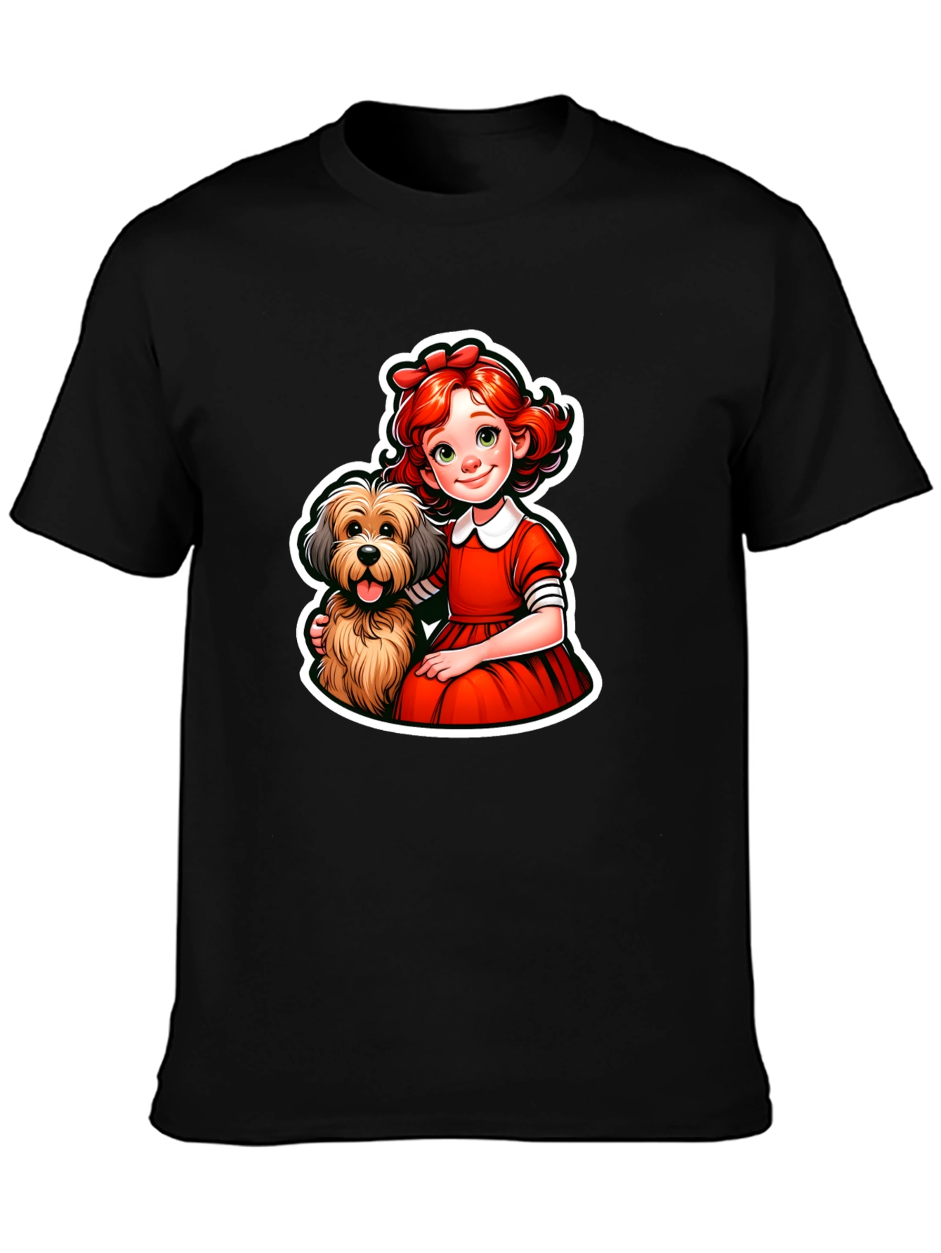 Girl and Dog Graphic Tee - Cute Cartoon Design