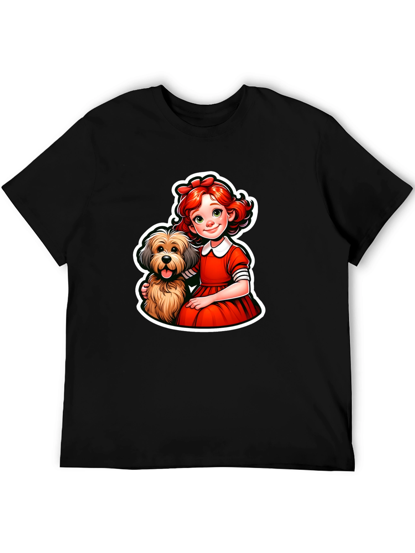 Girl and Dog Graphic Tee - Cute Cartoon Design