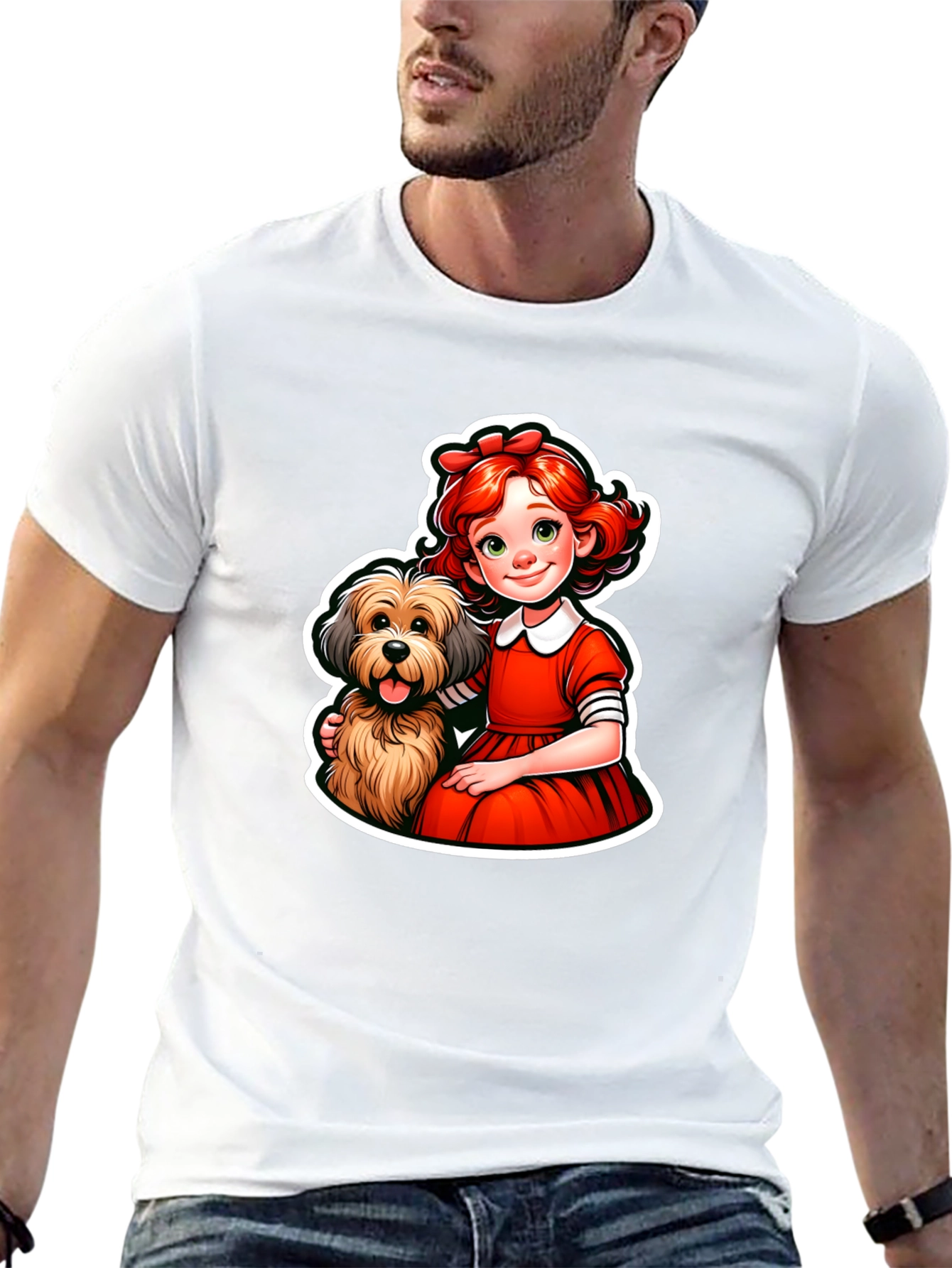Girl and Dog Graphic Tee - Cute Cartoon Design